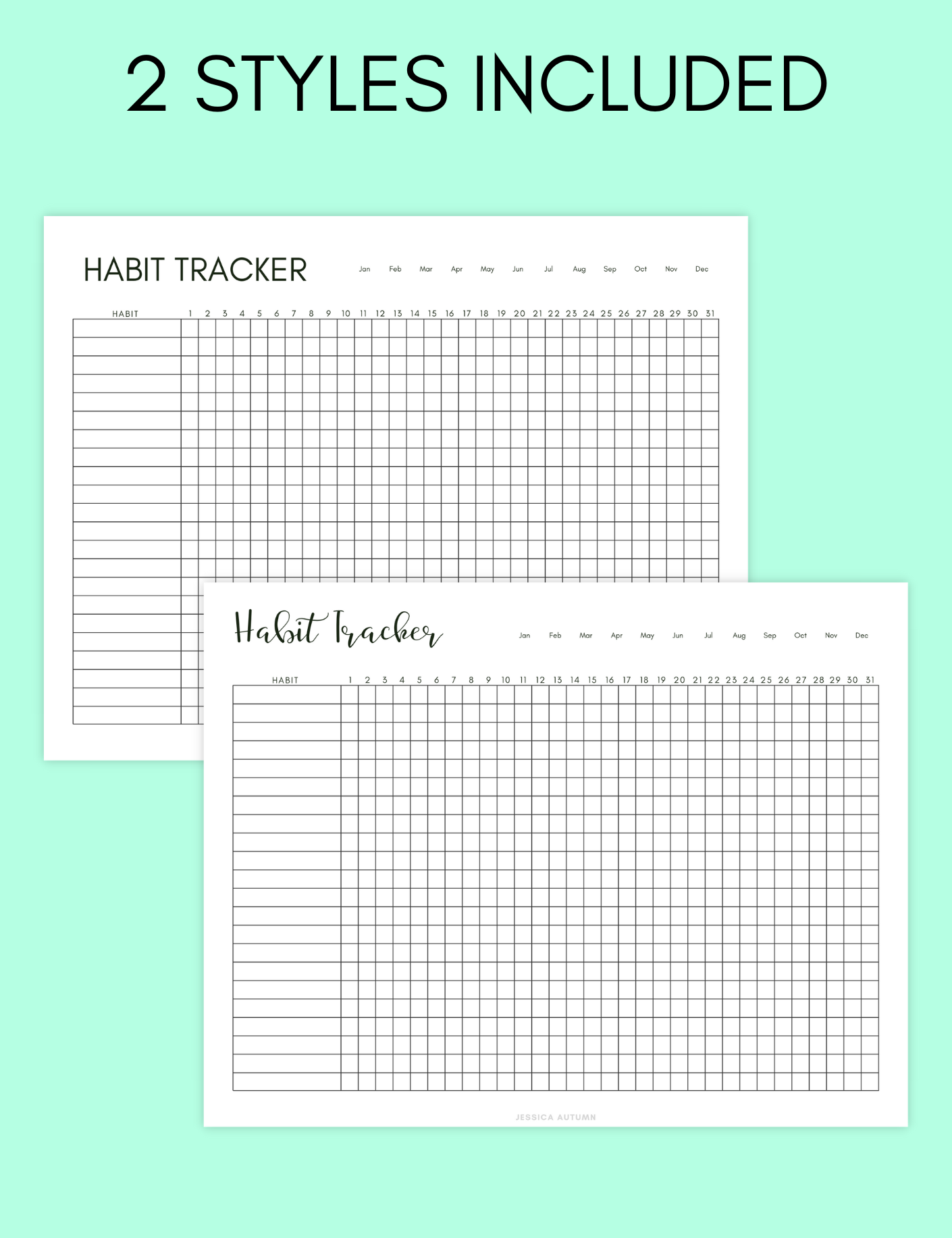 Monthly Habit Tracker Jessica Autumn