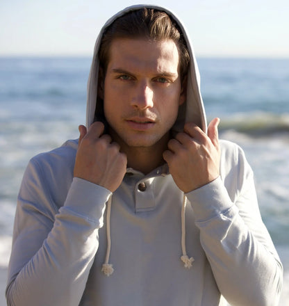 Men's Henley Style Bamboo Viscose Fleece Hoodie Spun Bamboo