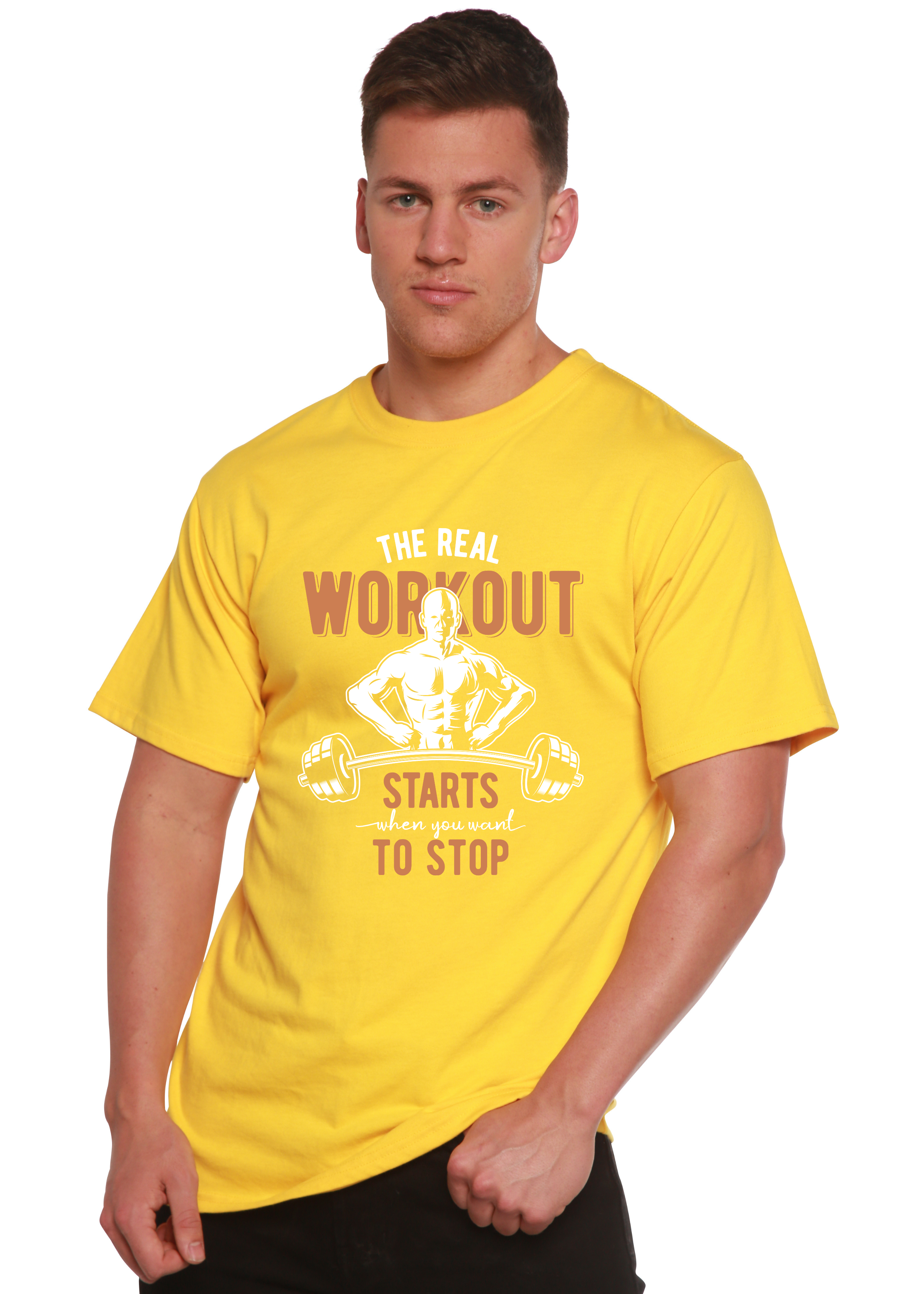 The Real Workout Men's Bamboo Viscose/Organic Cotton Short Sleeve Graphic T-Shirt Spun Bamboo