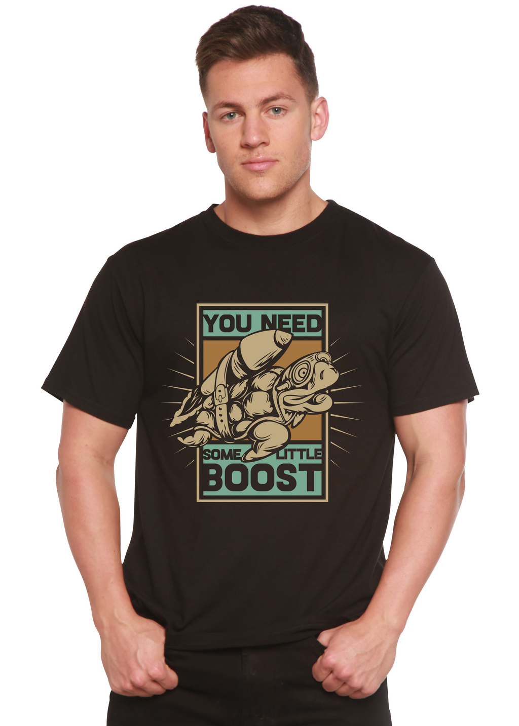 You Need Boost Men's Bamboo Viscose/Organic Cotton Short Sleeve Graphic T-Shirt Spun Bamboo