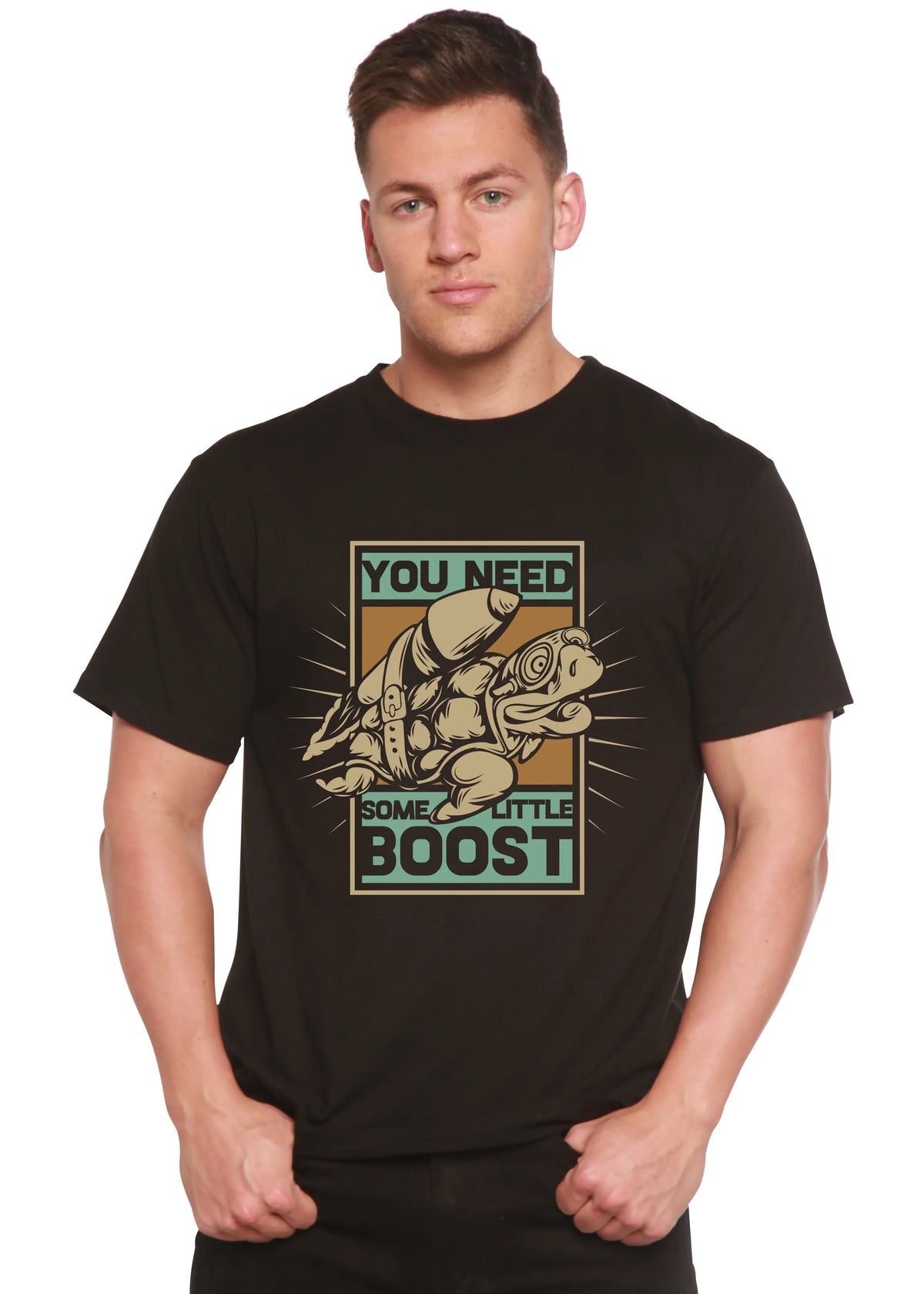 You Need Boost Men's Bamboo Viscose/Organic Cotton Short Sleeve Graphic T-Shirt Spun Bamboo