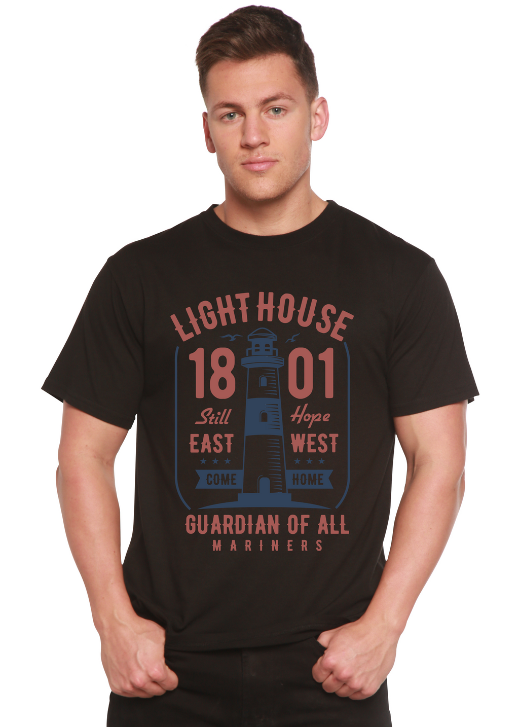 Light House Men's Bamboo Viscose/Organic Cotton Short Sleeve Graphic T-Shirt Spun Bamboo