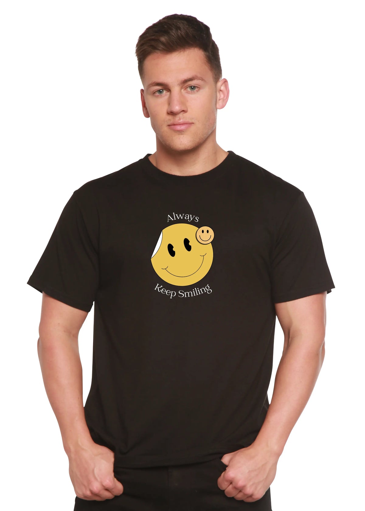 Always Keep Smiling Men's Bamboo Viscose/Organic Cotton Short Sleeve Graphic T-Shirt Spun Bamboo