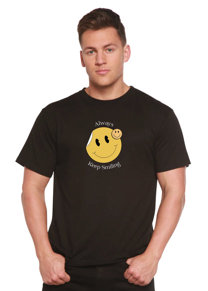 Always Keep Smiling Men's Bamboo Viscose/Organic Cotton Short Sleeve Graphic T-Shirt Spun Bamboo