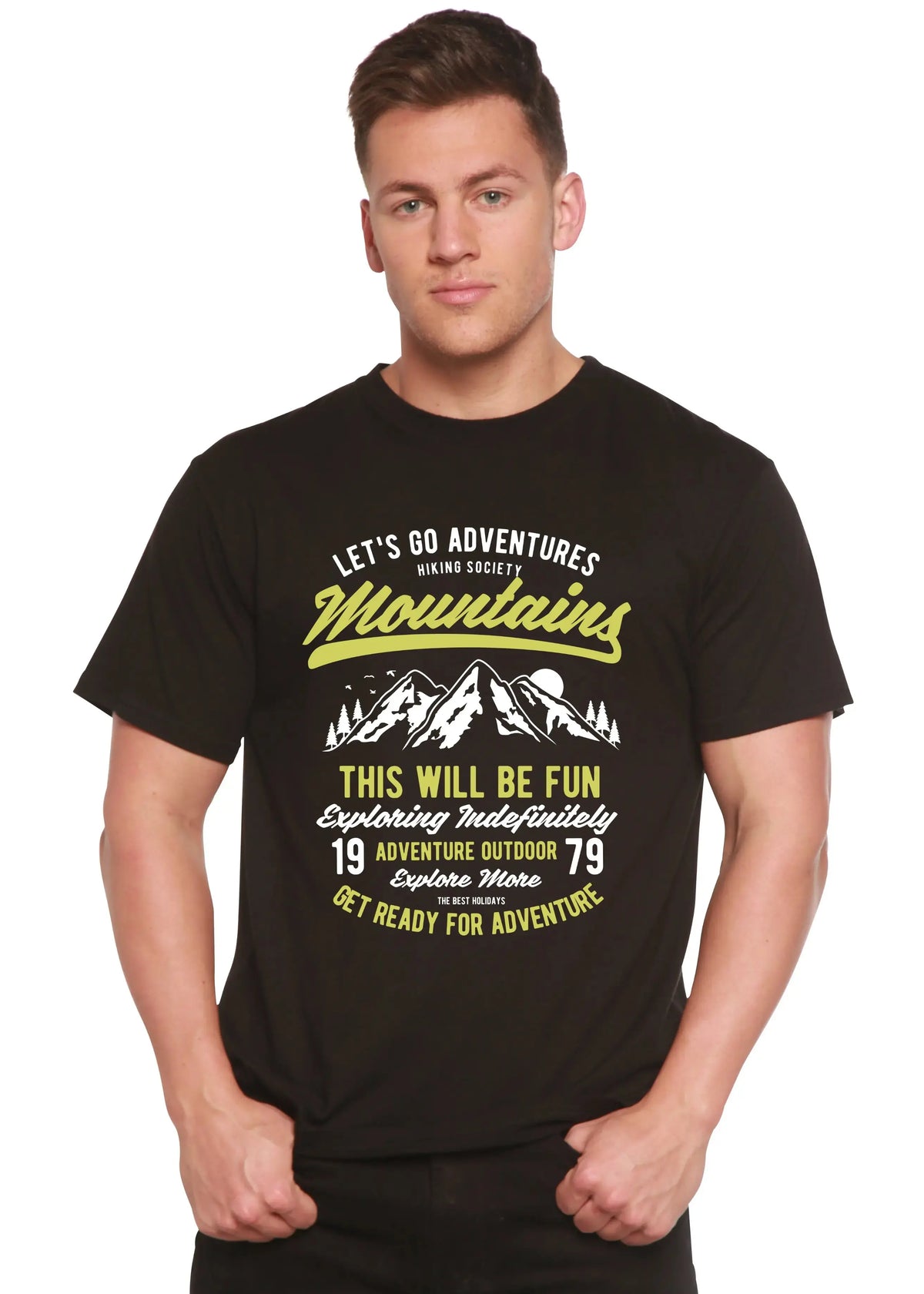 Let's Go Adventure Men's Bamboo Viscose/Organic Cotton Short Sleeve Graphic T-Shirt Spun Bamboo