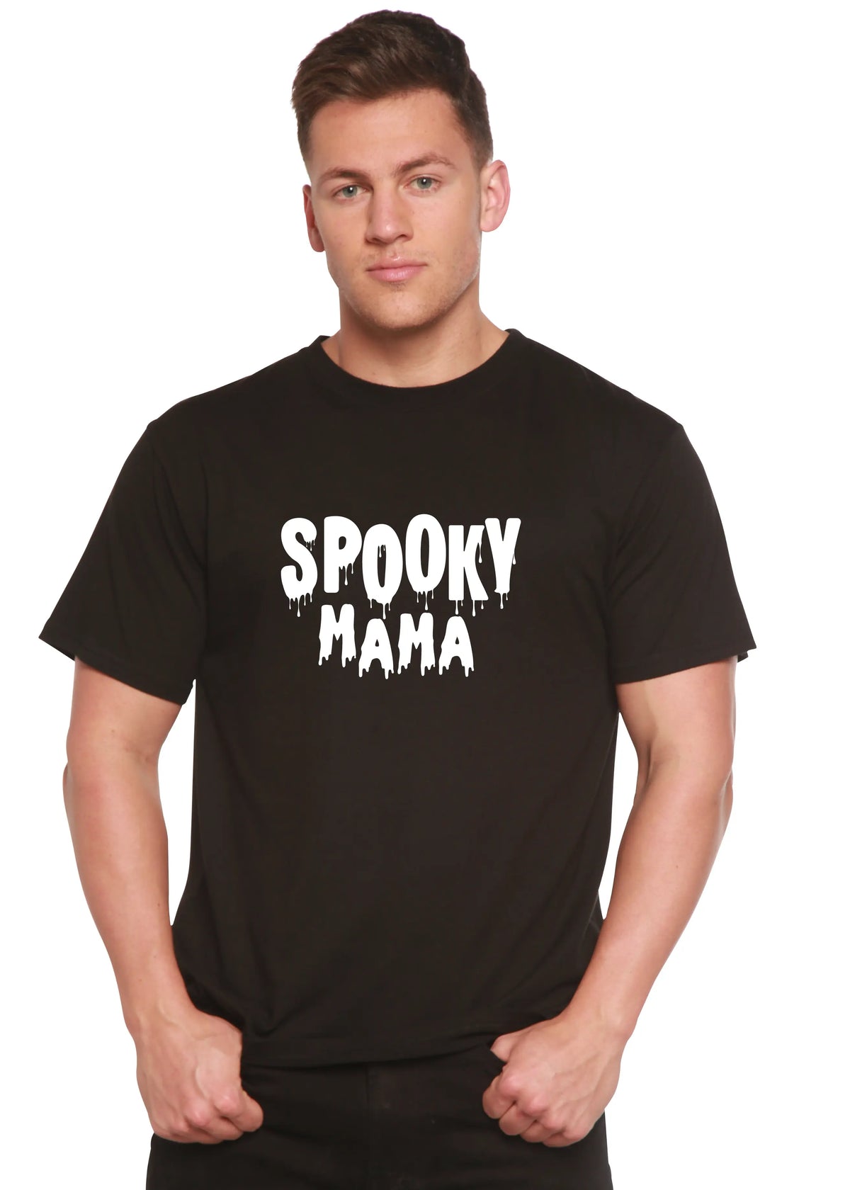 Spooky Mama Halloween Men's Bamboo Viscose/Organic Cotton Short Sleeve Graphic T-Shirt Spun Bamboo