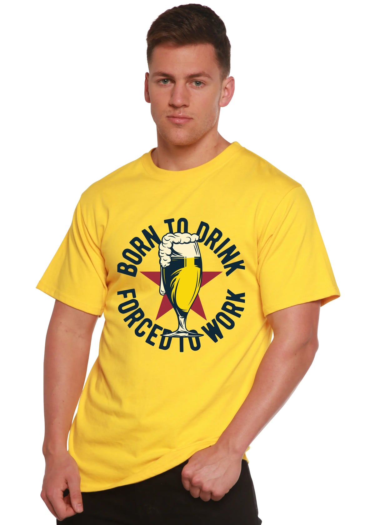 Born to Drink Men's Bamboo Viscose/Organic Cotton Short Sleeve Graphic T-Shirt Spun Bamboo