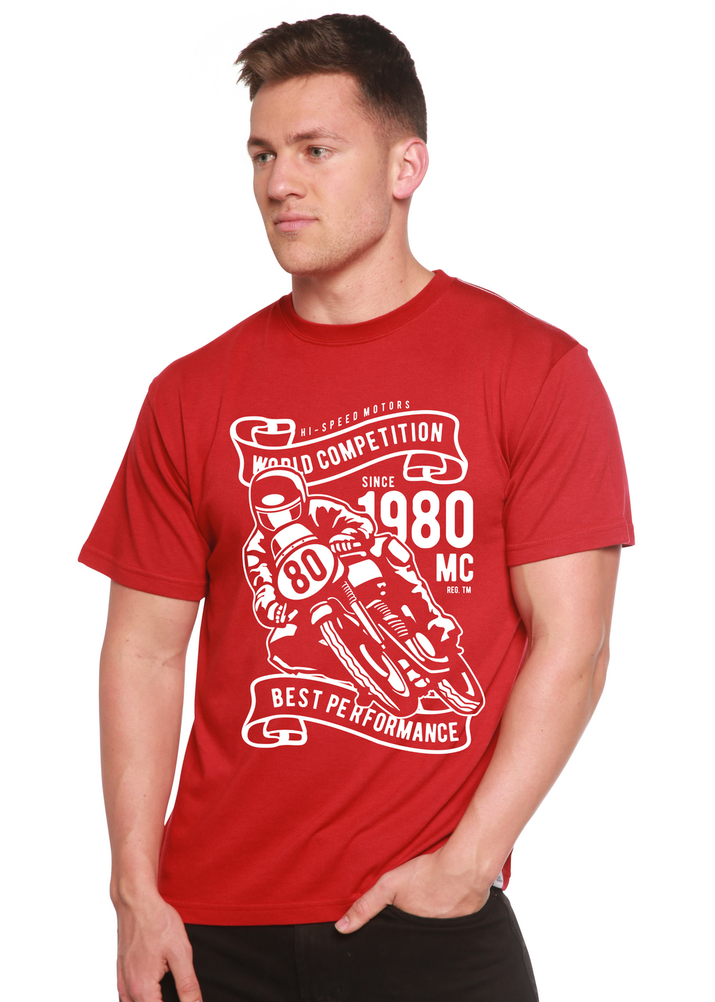 World Competition Men's Bamboo Viscose/Organic Cotton Short Sleeve Graphic Graphic T-Shirt Spun Bamboo