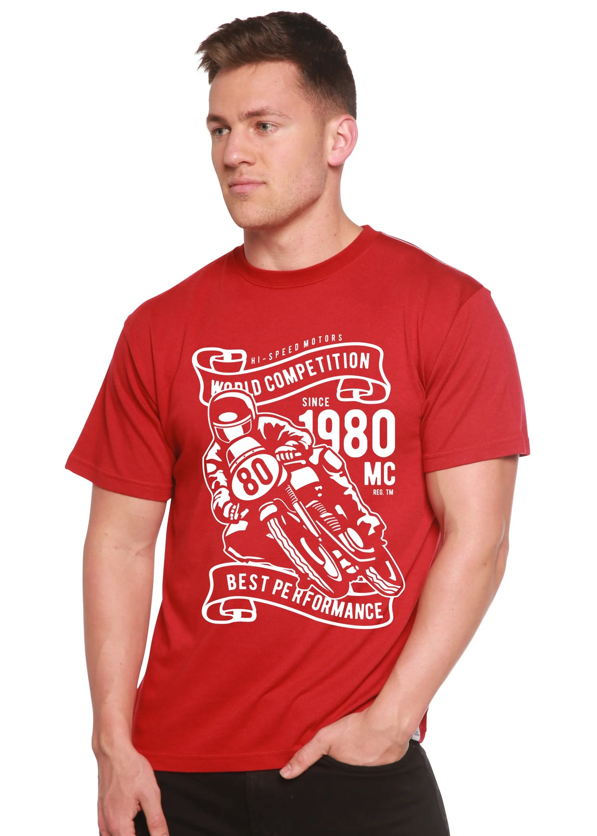World Competition Men's Bamboo Viscose/Organic Cotton Short Sleeve Graphic Graphic T-Shirt Spun Bamboo