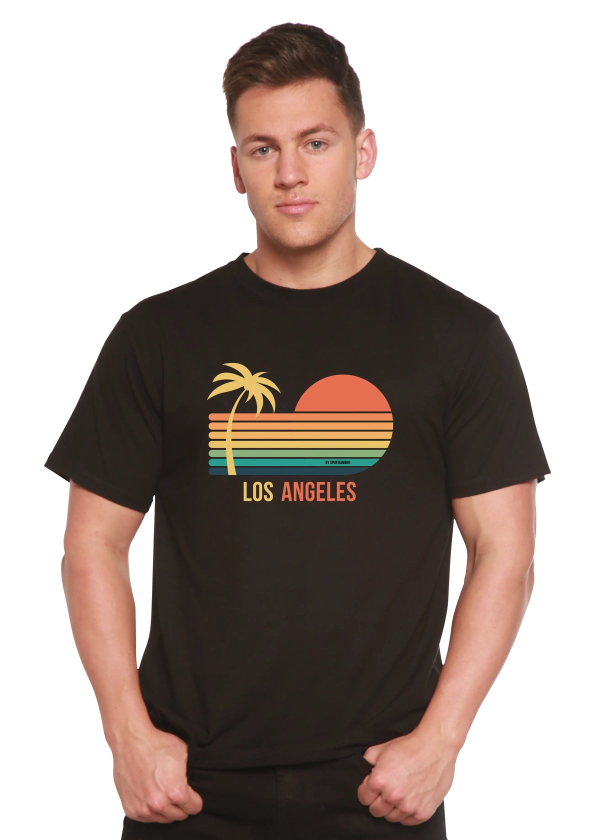 Los Angeles Unisex Bamboo Viscose/Organic Cotton Short Sleeve Graphic T-Shirt Spun Bamboo