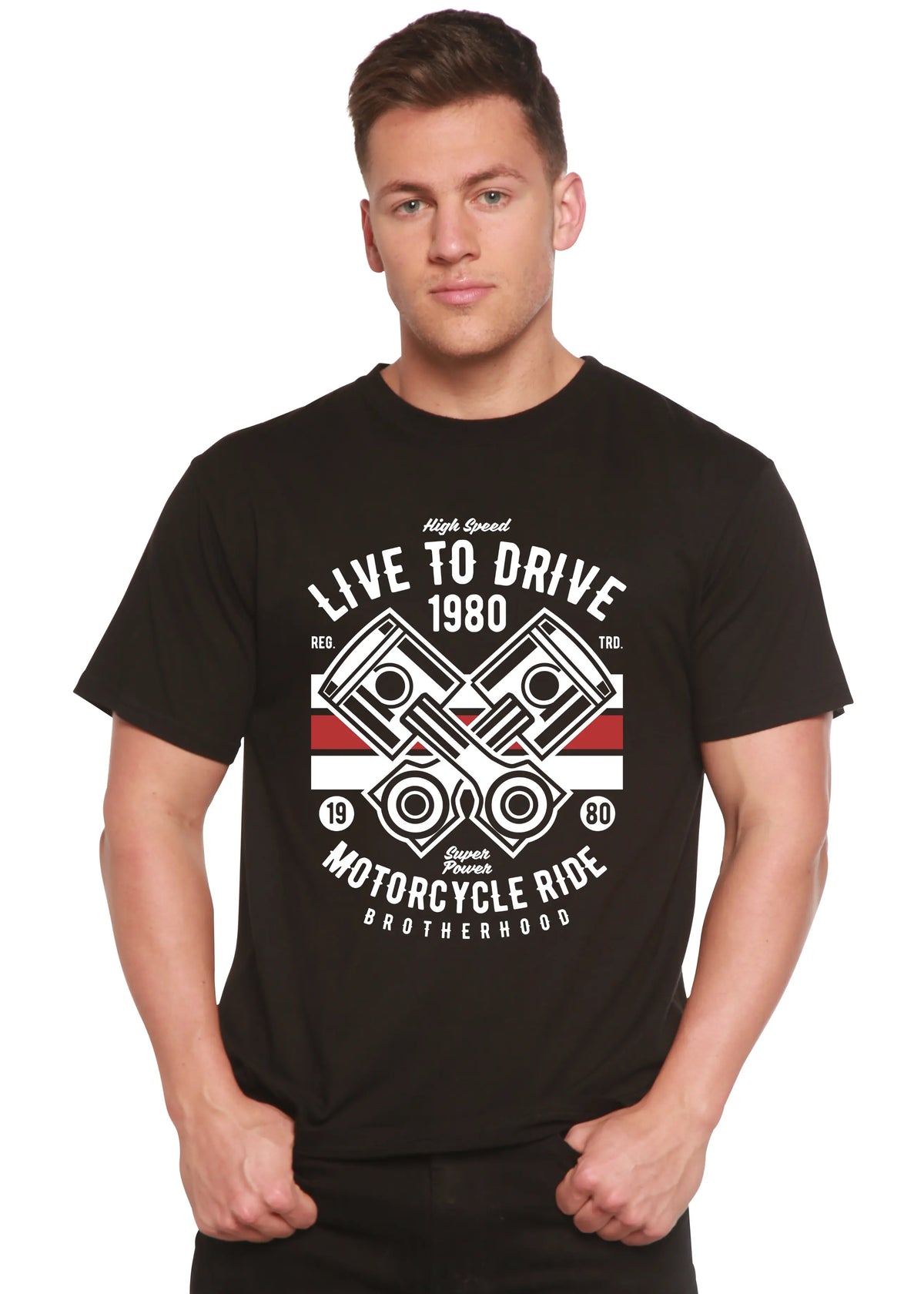 Live To Ride 1980 Men's Bamboo Viscose/Organic Cotton Short Sleeve Graphic T-Shirt Spun Bamboo