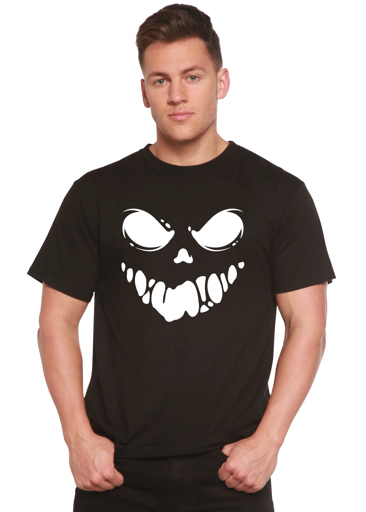 Halloween Boo Men's Bamboo Viscose/Organic Cotton Short Sleeve Graphic T-Shirt Spun Bamboo