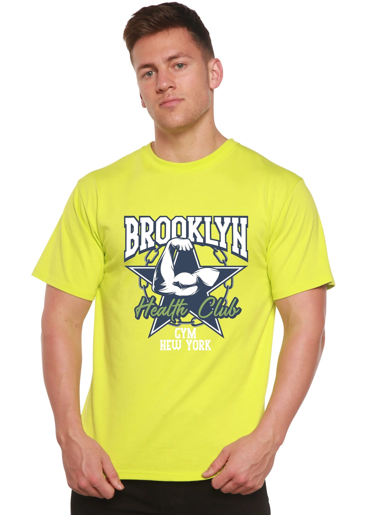 Brooklyn Health Club Men's Bamboo Viscose/Organic Cotton Short Sleeve Graphic T-Shirt Spun Bamboo