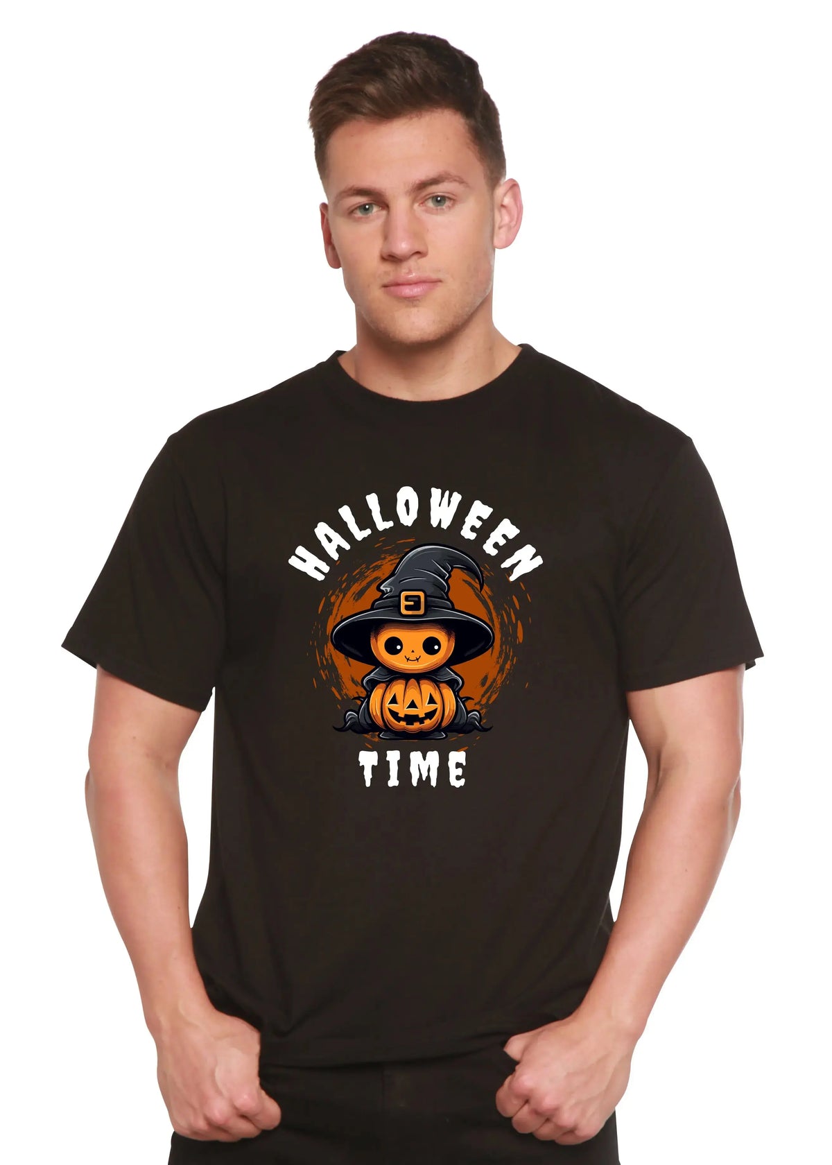 Halloween Time Unisex Bamboo Viscose/Organic Cotton Short Sleeve Graphic T-Shirt Spun Bamboo