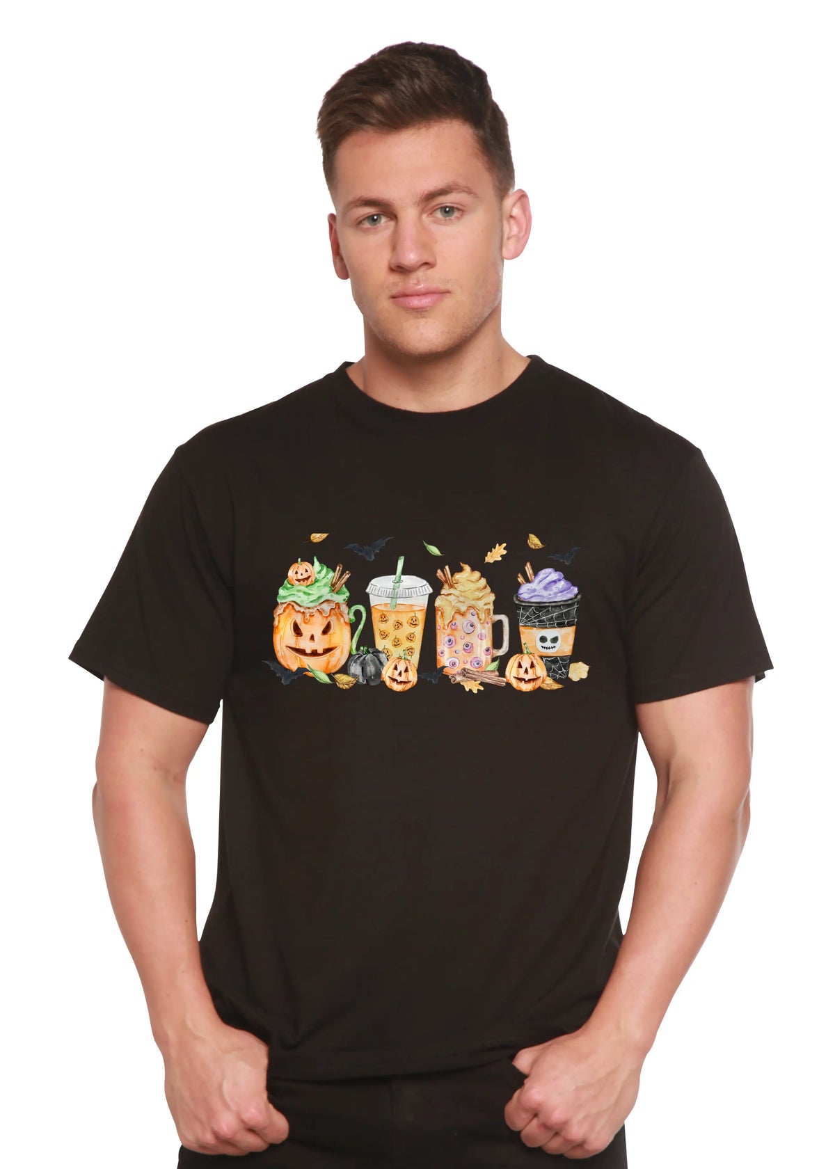 Happy Halloween Men's Bamboo Viscose/Organic Cotton Short Sleeve Graphic T-Shirt Spun Bamboo