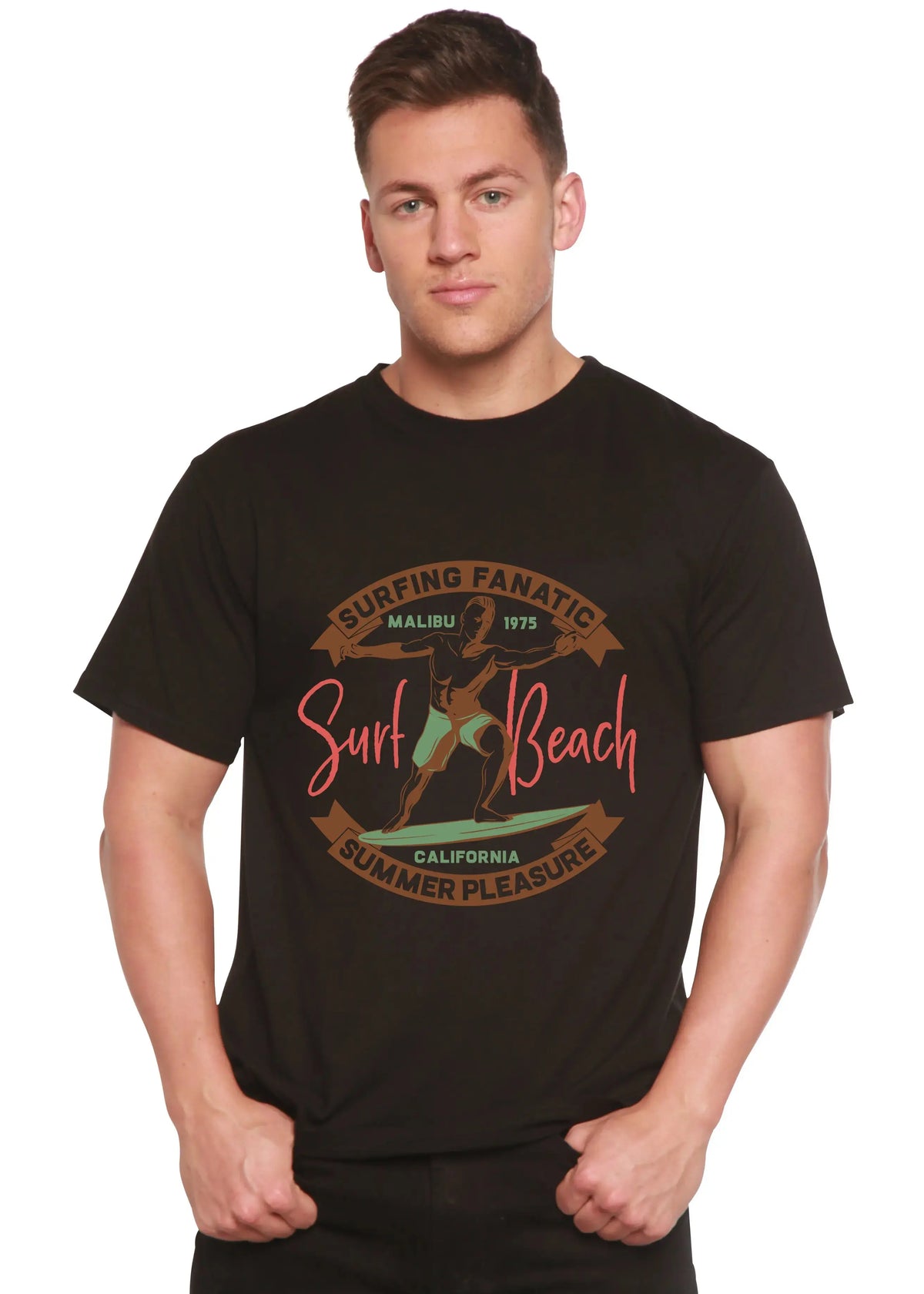 Surf Beach Men's Bamboo Viscose/Organic Cotton Short Sleeve Graphic T-Shirt Spun Bamboo