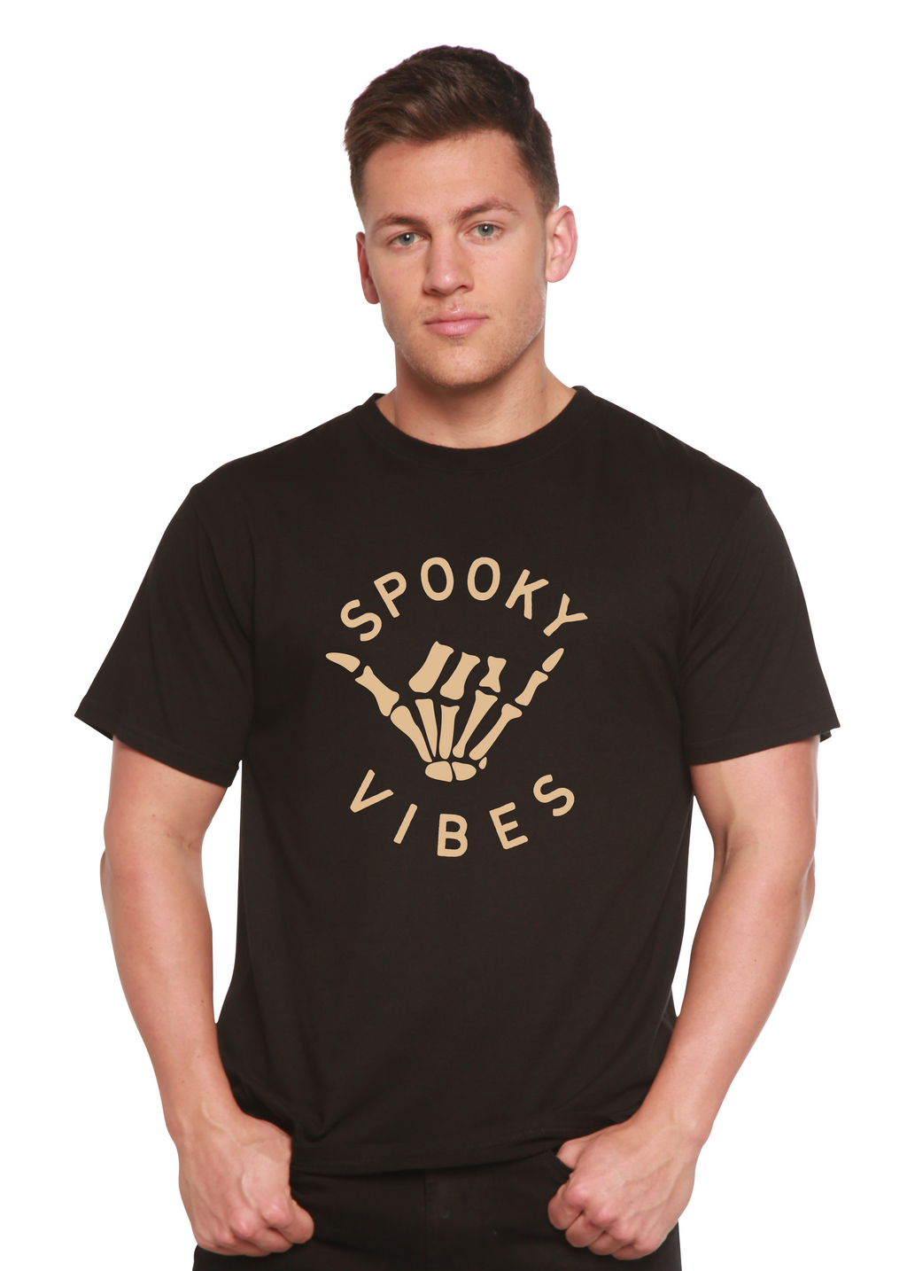 Spooky Vibes Men's Bamboo Viscose/Organic Cotton Short Sleeve Graphic T-Shirt Spun Bamboo