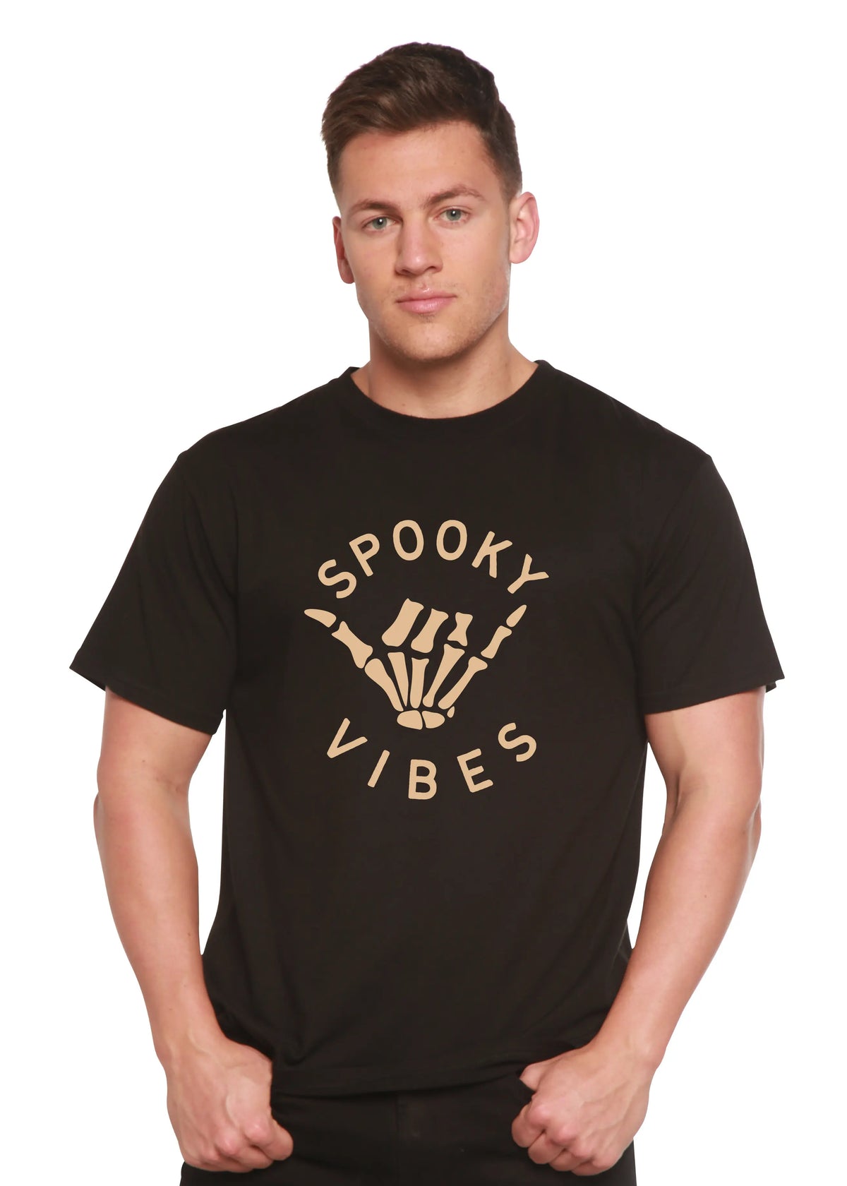 Spooky Vibes Men's Bamboo Viscose/Organic Cotton Short Sleeve Graphic T-Shirt Spun Bamboo