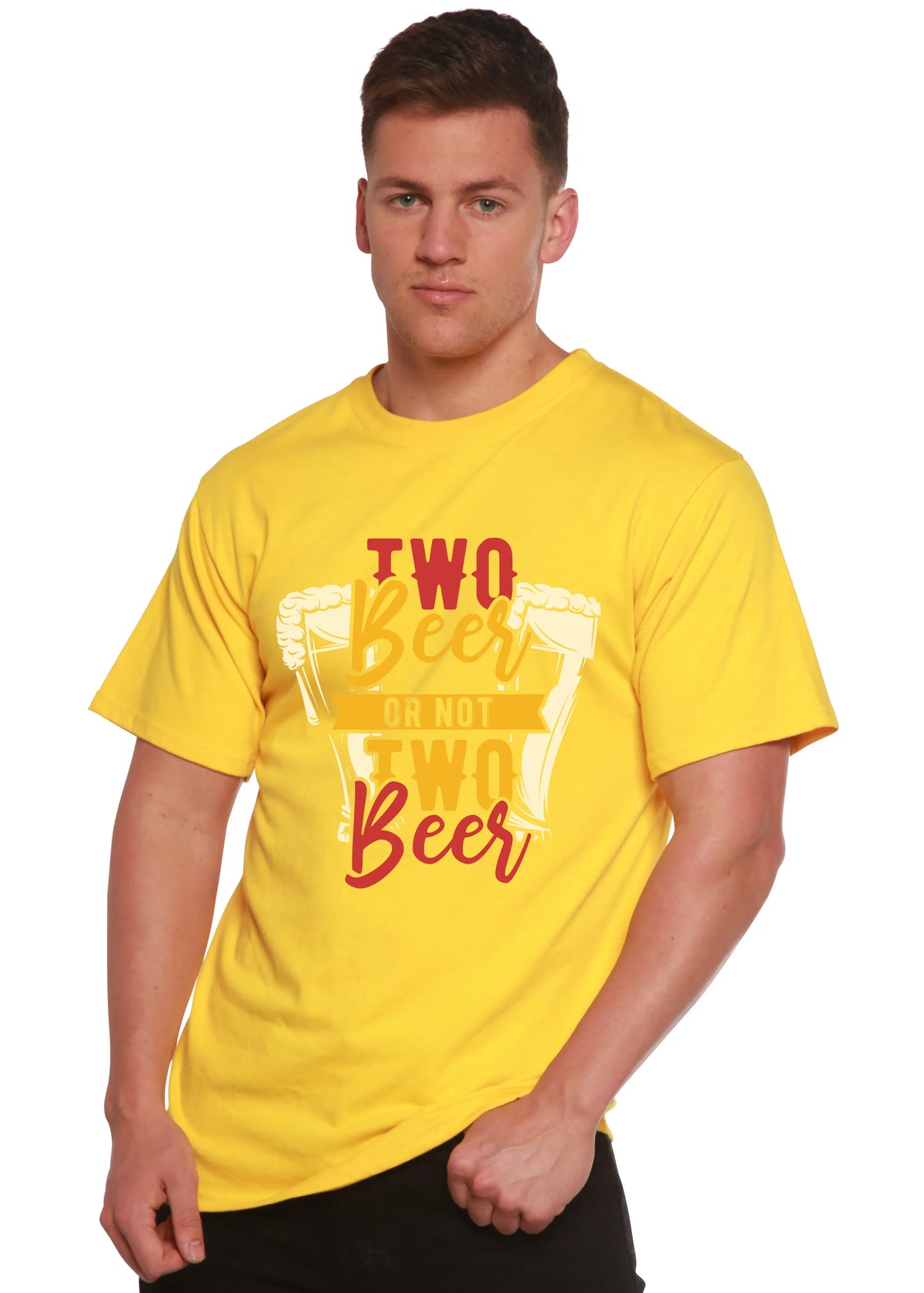 Two Beer Men's Bamboo Viscose/Organic Cotton Short Sleeve Graphic T-Shirt Spun Bamboo