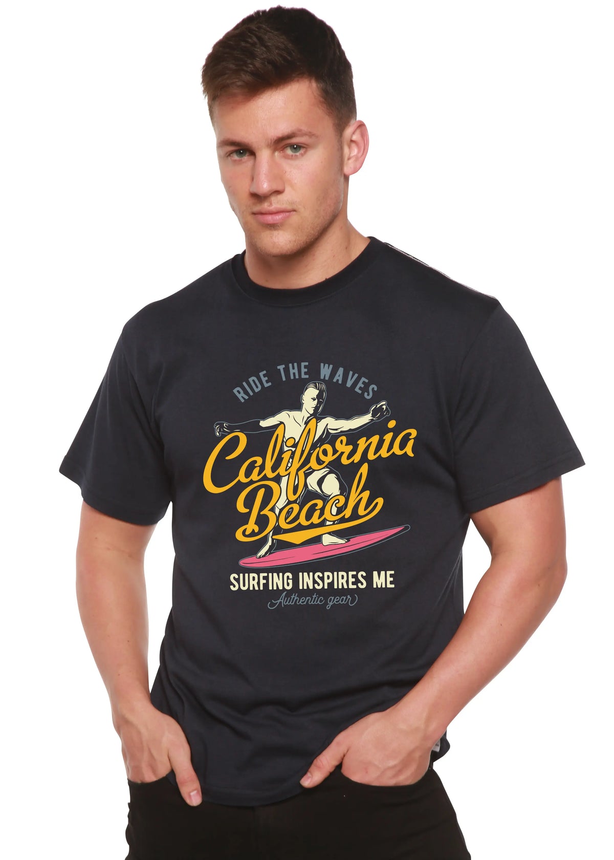 California Beach Men's Bamboo Viscose/Organic Cotton Short Sleeve Graphic T-Shirt Spun Bamboo