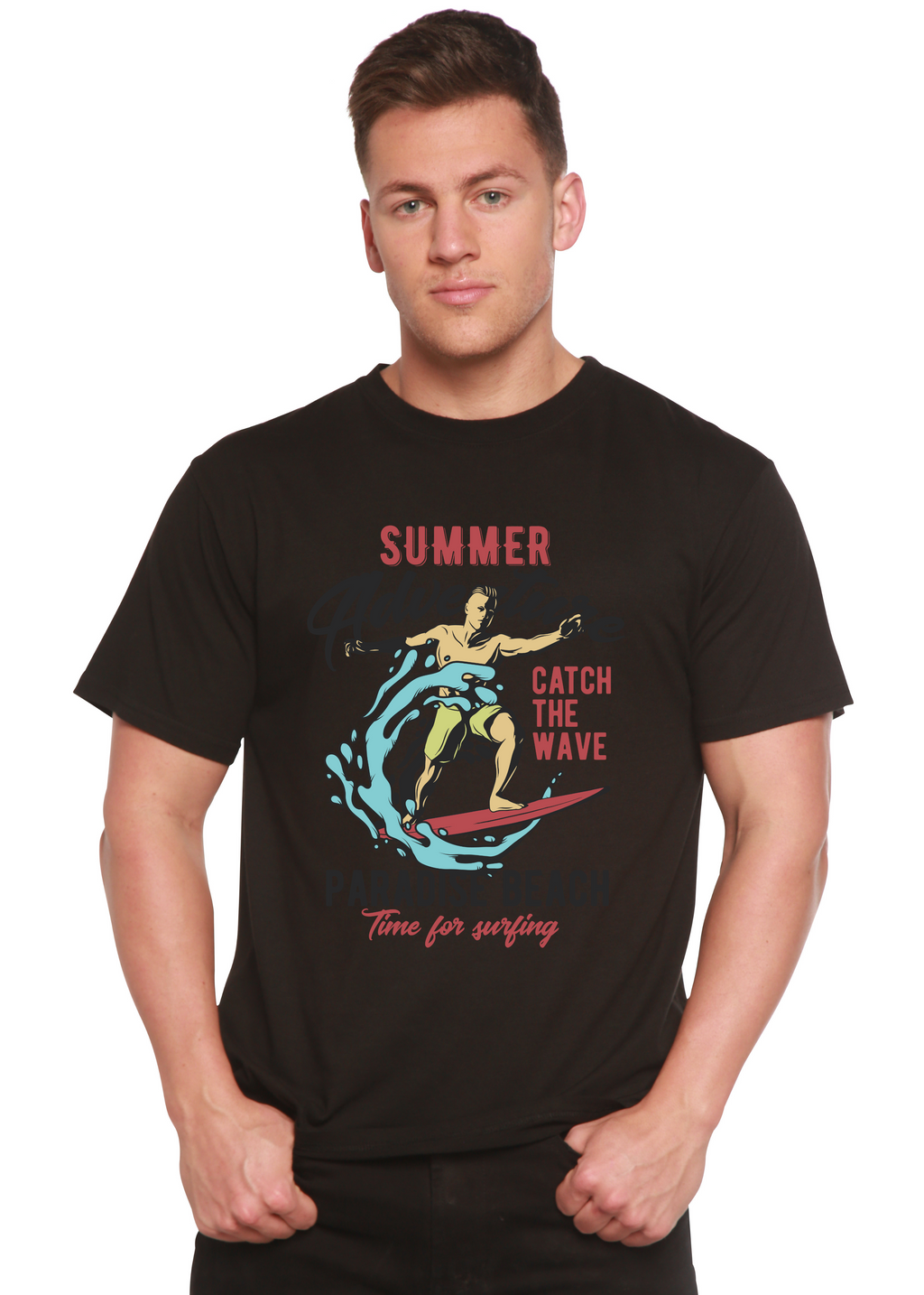 Catch The Wave Men's Bamboo Viscose/Organic Cotton Short Sleeve Graphic T-Shirt Spun Bamboo