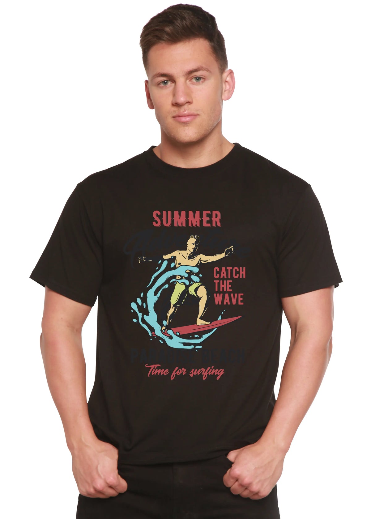 Catch The Wave Men's Bamboo Viscose/Organic Cotton Short Sleeve Graphic T-Shirt Spun Bamboo