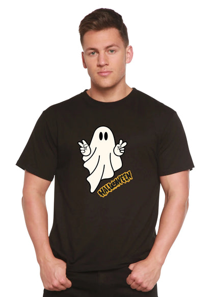 Halloween Ghost Unisex Bamboo Viscose/Organic Cotton Short Sleeve Graphic T-Shirt Spun Bamboo
