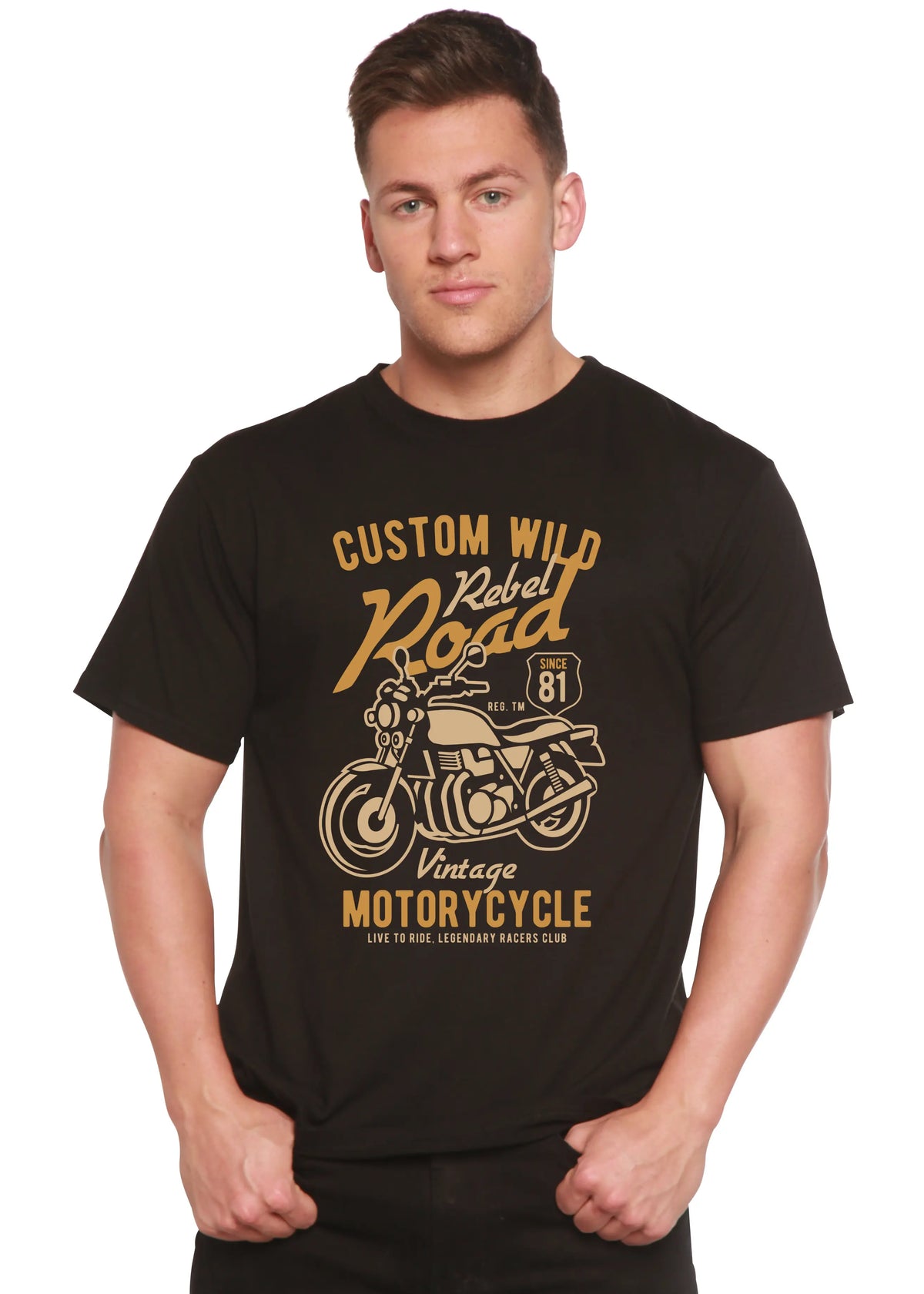 Custom Wild Men's Bamboo Viscose/Organic Cotton Short Sleeve Graphic T-Shirt Spun Bamboo