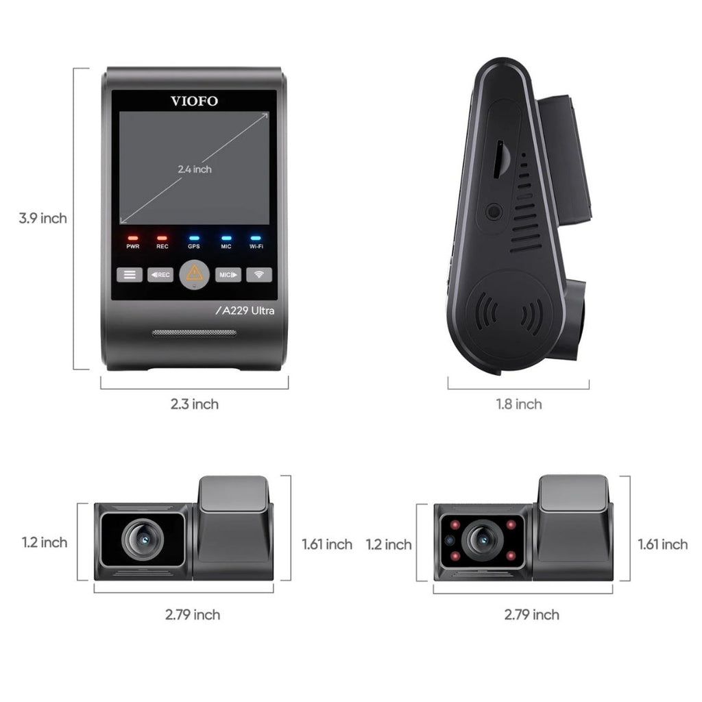 VIOFO A229 Ultra 4K+4K+1080p 3-Channel 30FPS UHD Dash Cam BlackboxMyCar