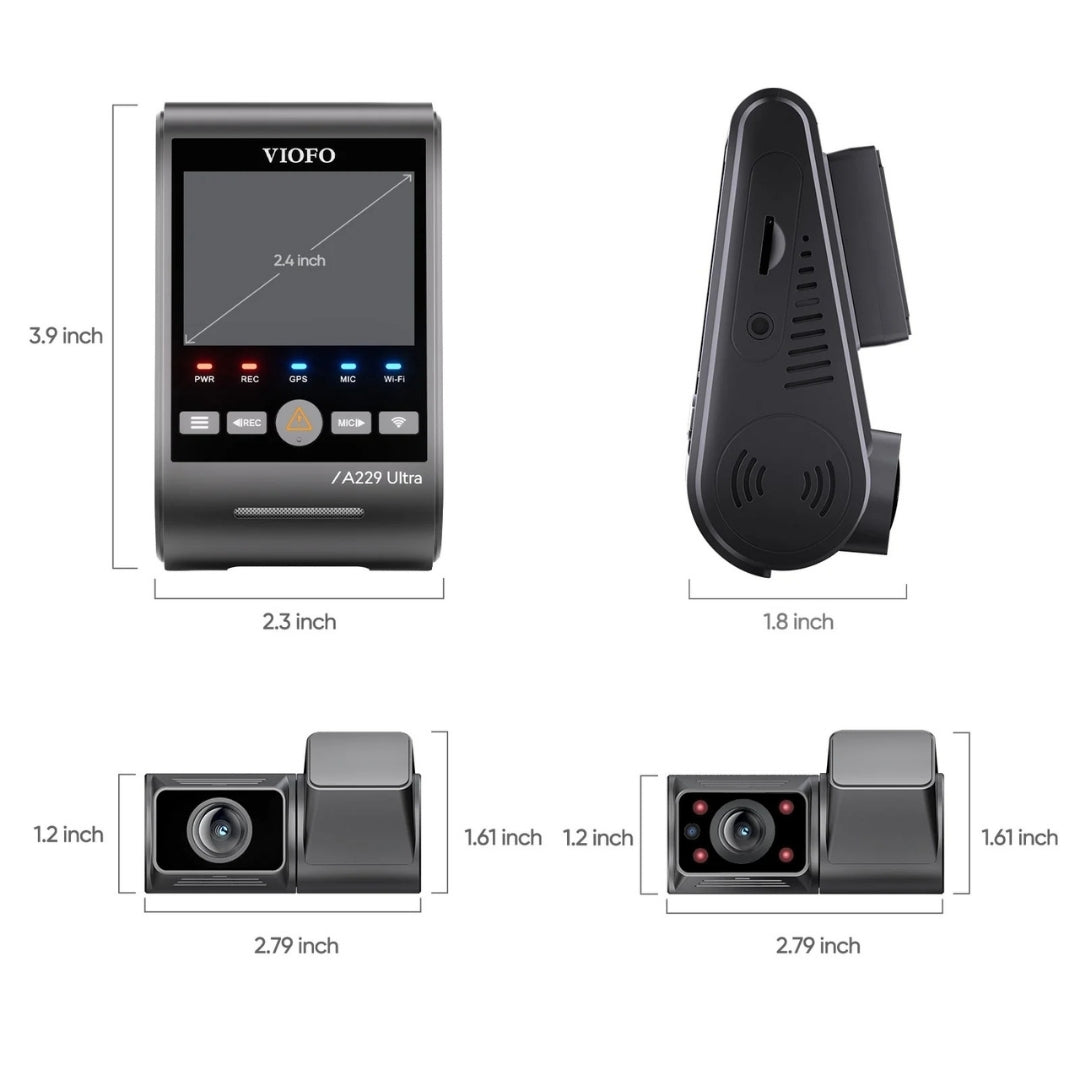 VIOFO A229 Ultra 4K+4K+1080p 3-Channel 30FPS UHD Dash Cam BlackboxMyCar