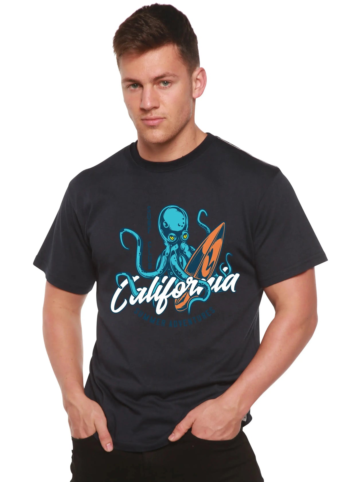 California Summer Adventures Men's Bamboo Viscose/Organic Cotton Short Sleeve Graphic T-Shirt Spun Bamboo