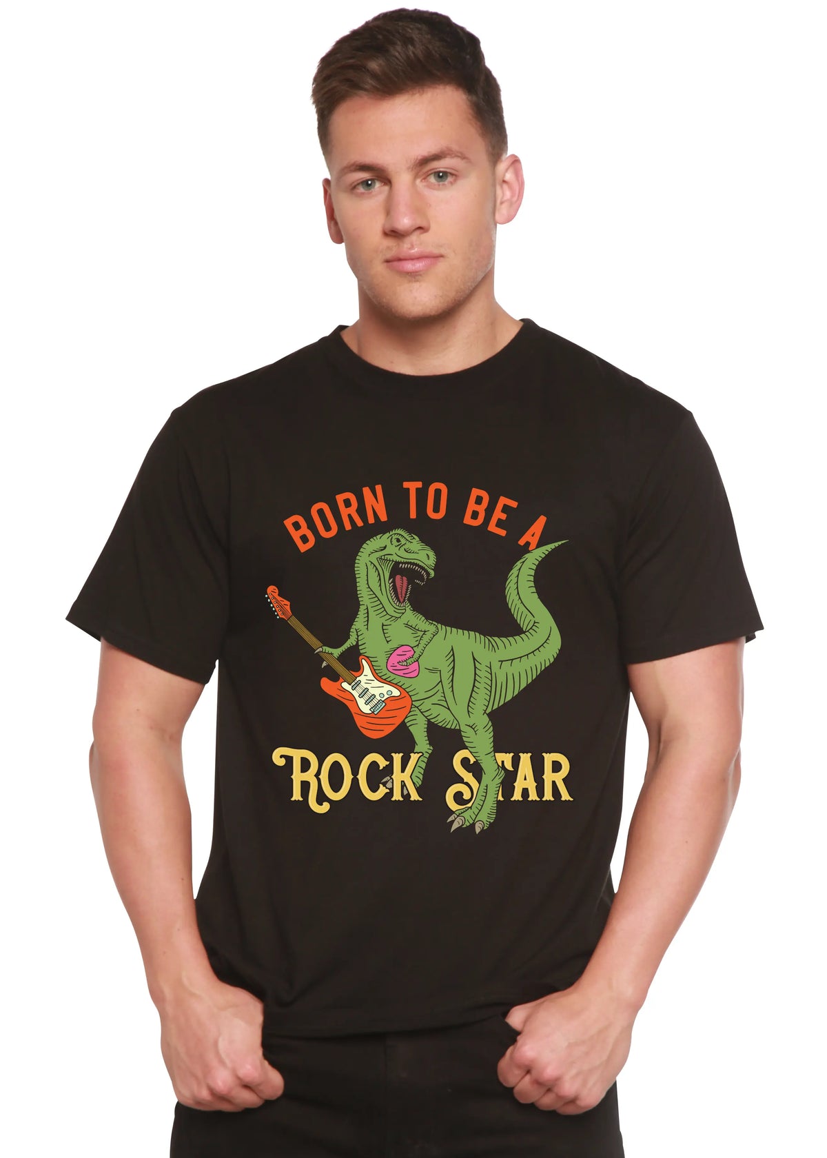 Born To Be A Rock Star Men's Bamboo Viscose/Organic Cotton Short Sleeve Graphic T-Shirt Spun Bamboo