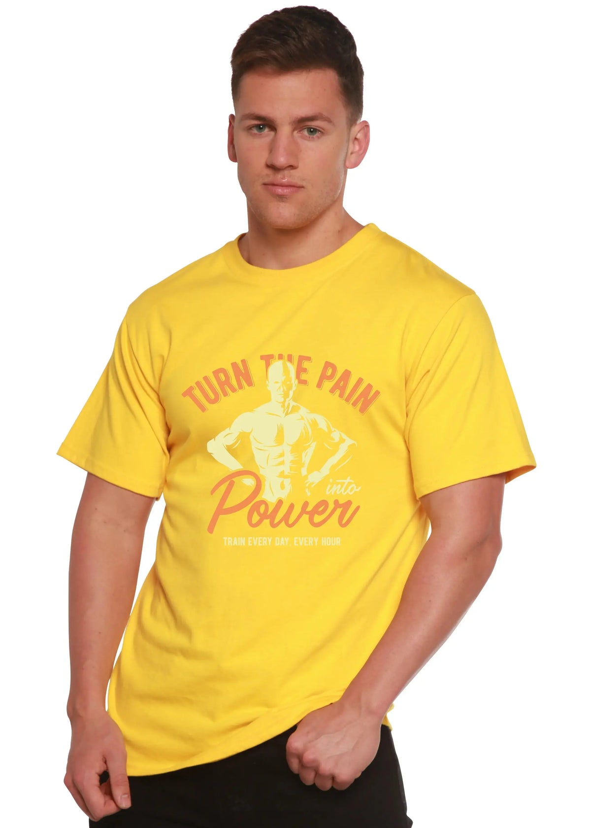 Turn The Pain Men's Bamboo Viscose/Organic Cotton Short Sleeve Graphic T-Shirt Spun Bamboo