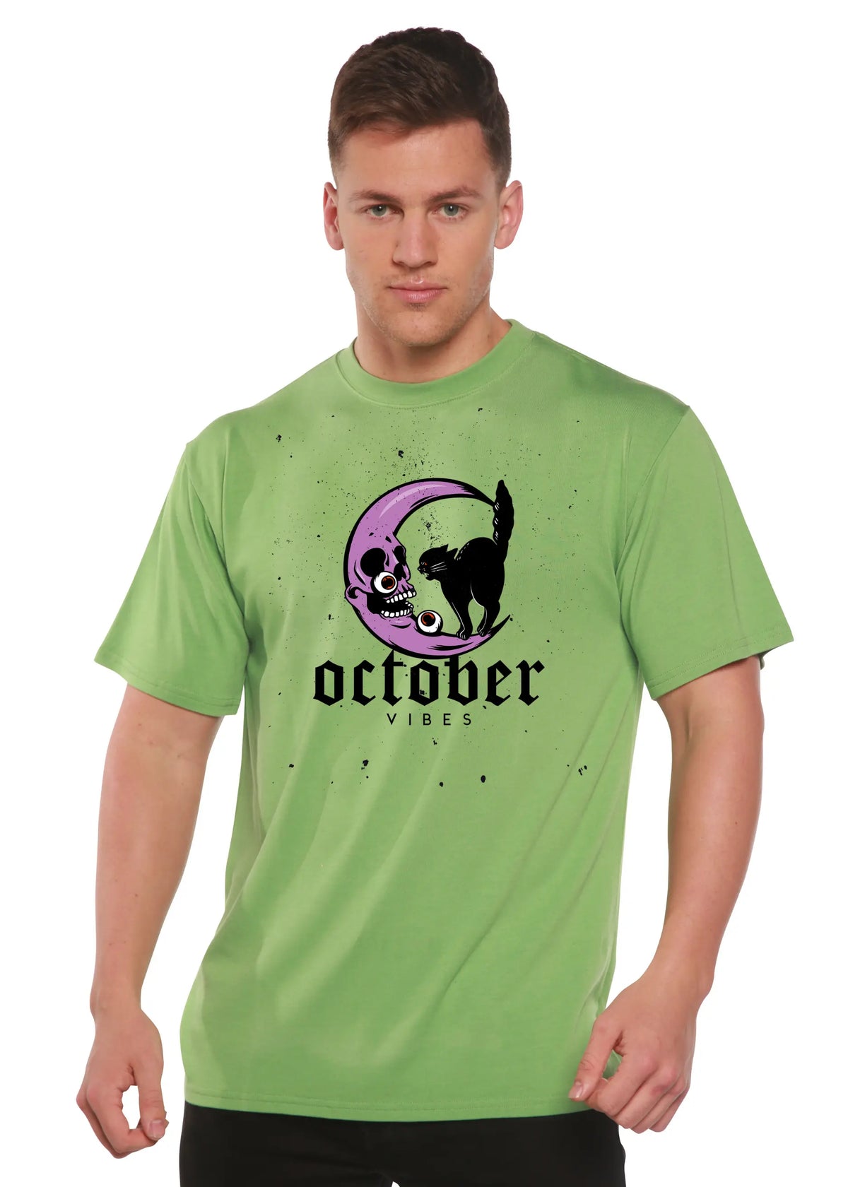 October Vibes Men's Bamboo Viscose/Organic Cotton Short Sleeve Graphic T-Shirt Spun Bamboo