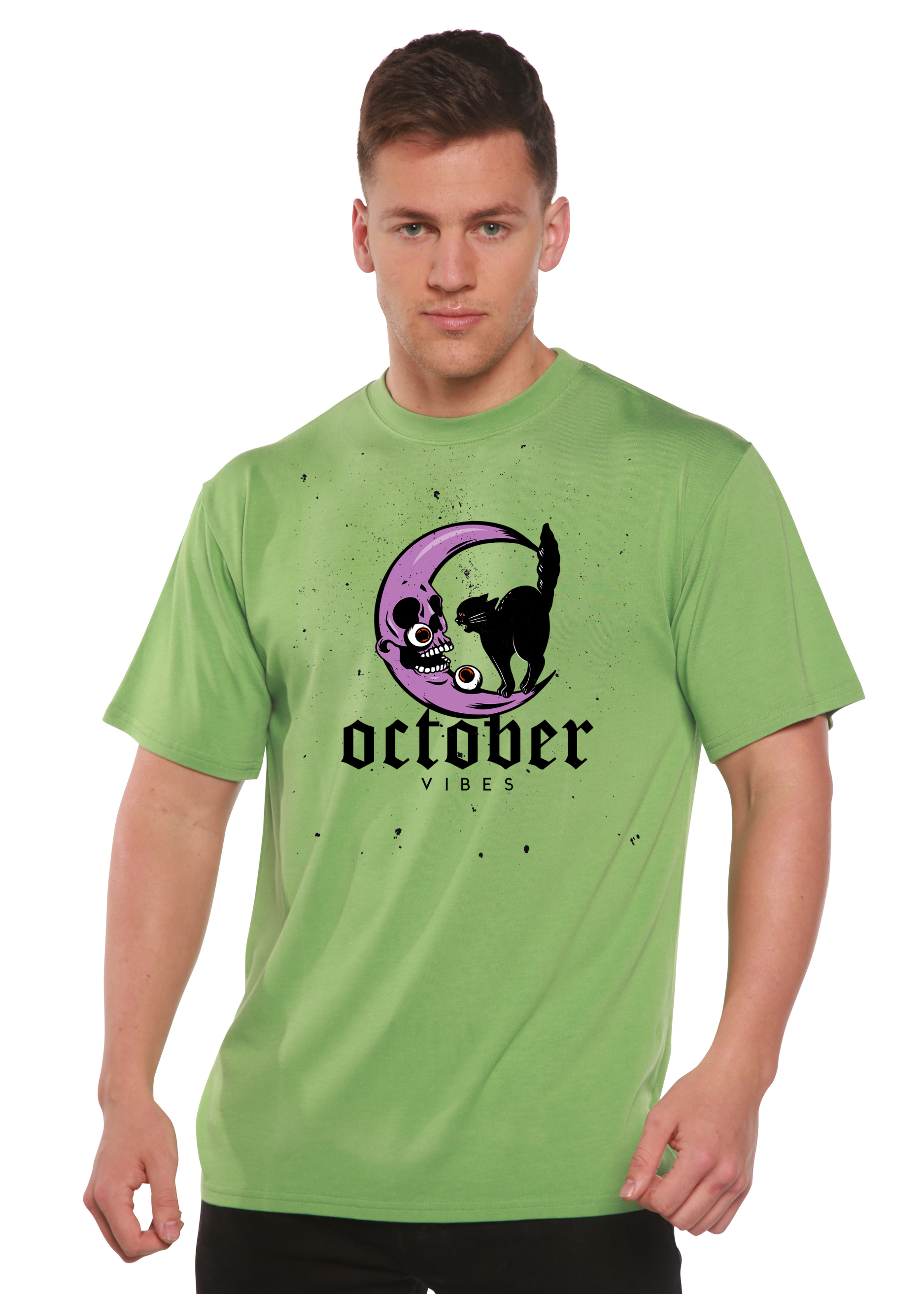 October Vibes Men's Bamboo Viscose/Organic Cotton Short Sleeve Graphic T-Shirt Spun Bamboo