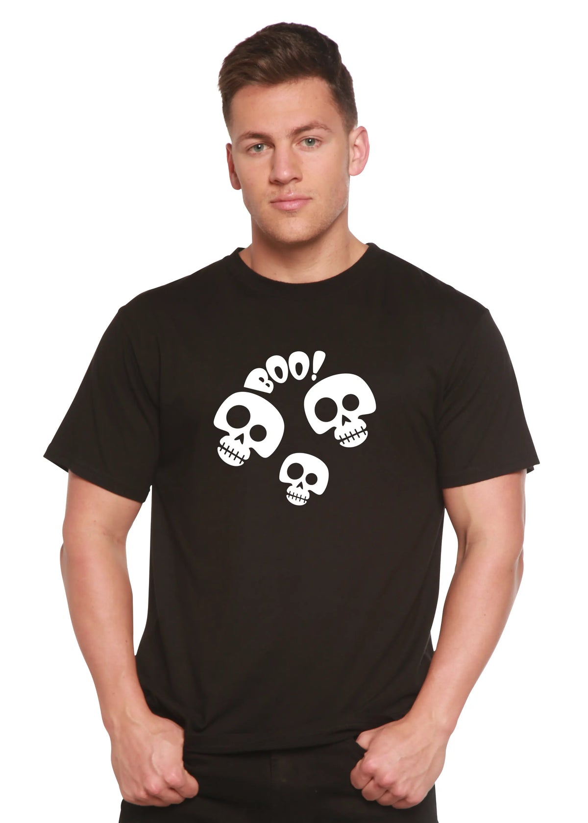 Halloween Boo Unisex Bamboo Viscose/Organic Cotton Short Sleeve Graphic T-Shirt Spun Bamboo