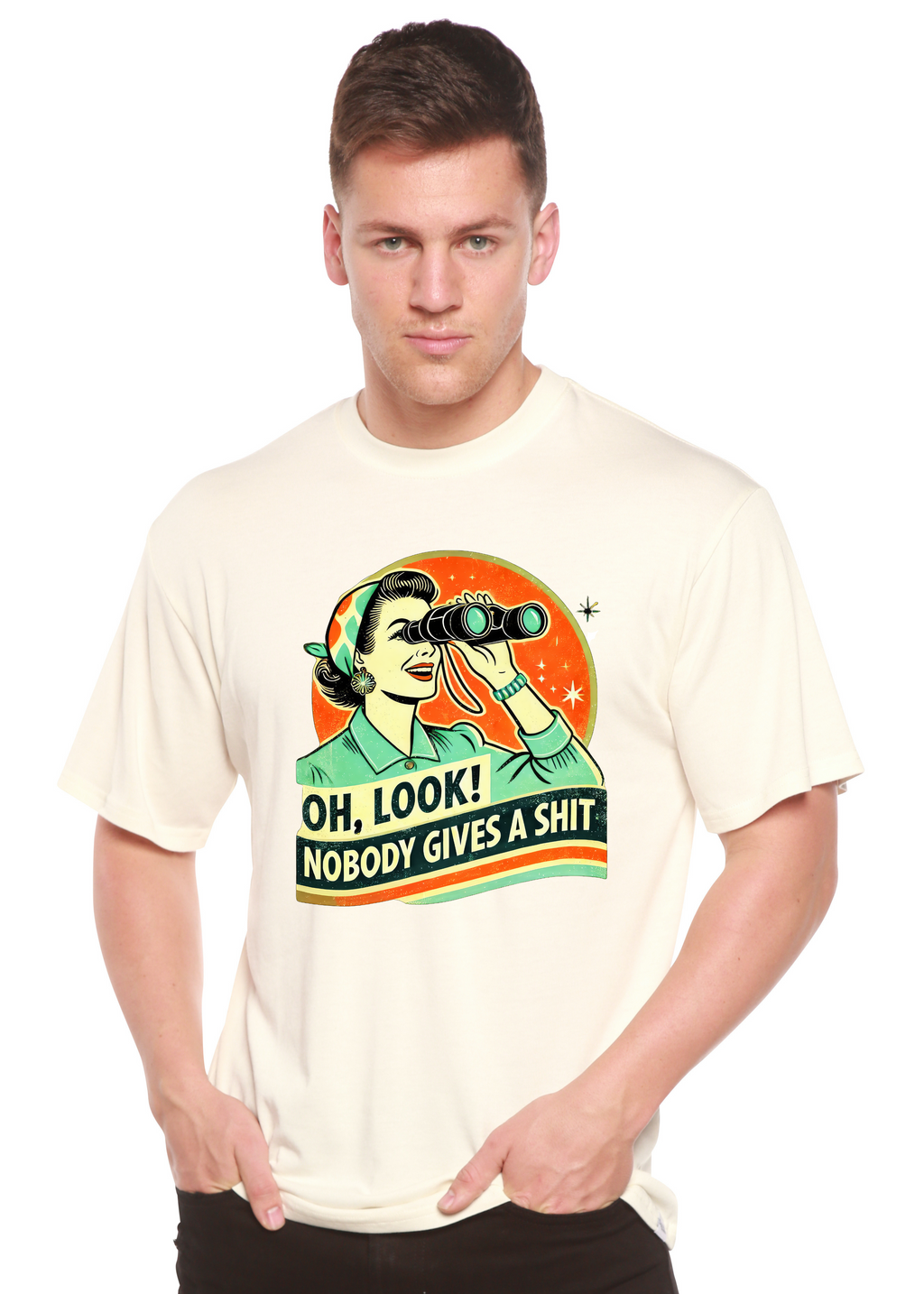 Funny Retro Woman Unisex Bamboo/Cotton Graphic T-Shirt Spun Bamboo