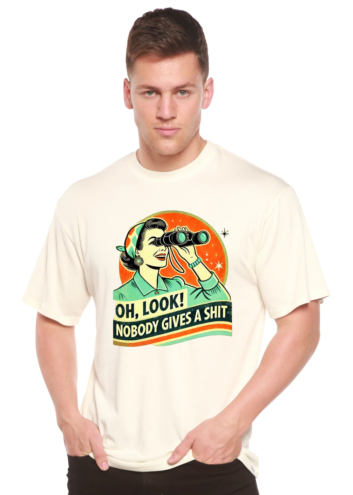 Funny Retro Woman Unisex Bamboo/Cotton Graphic T-Shirt Spun Bamboo