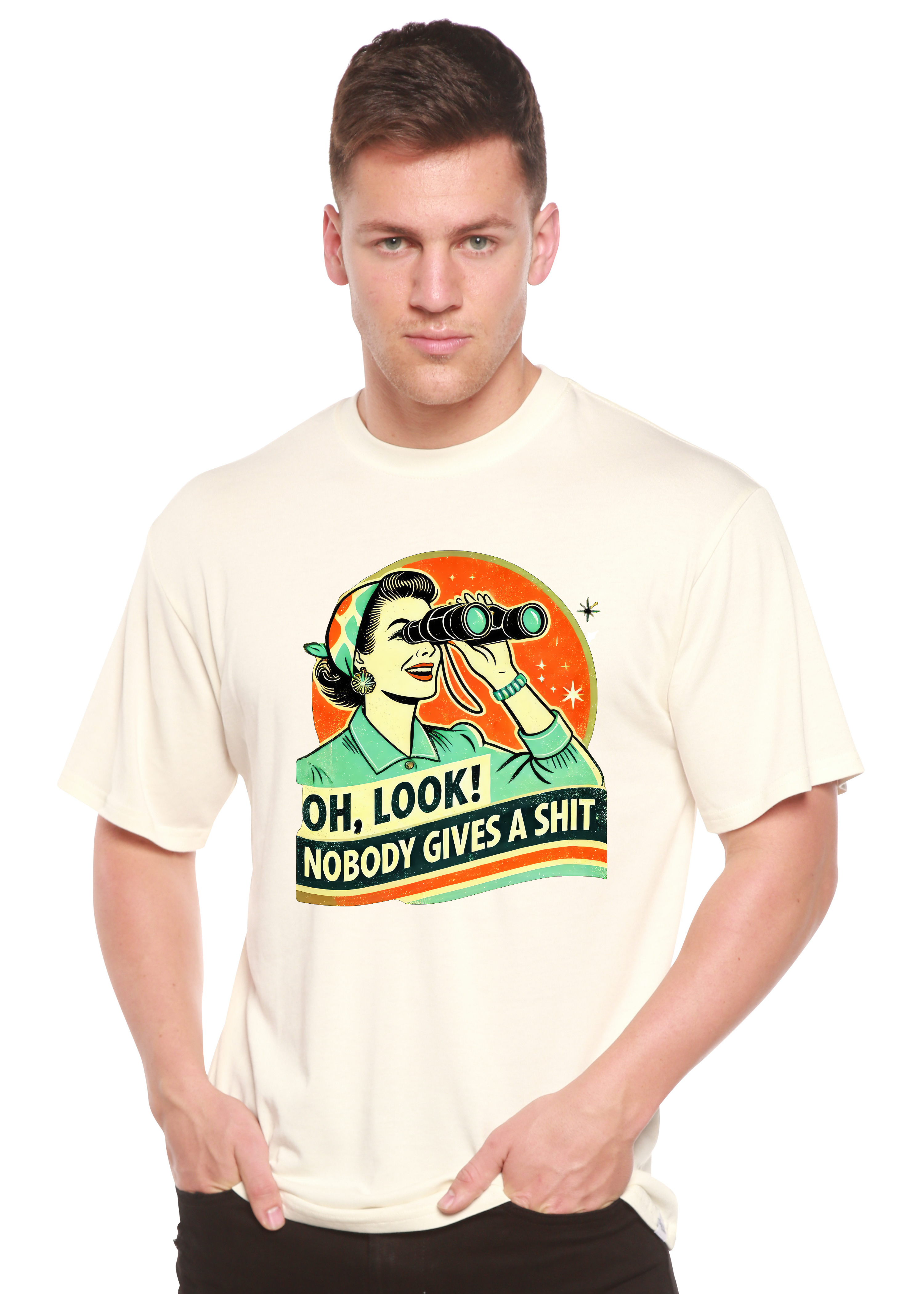 Funny Retro Woman Unisex Bamboo/Cotton Graphic T-Shirt Spun Bamboo