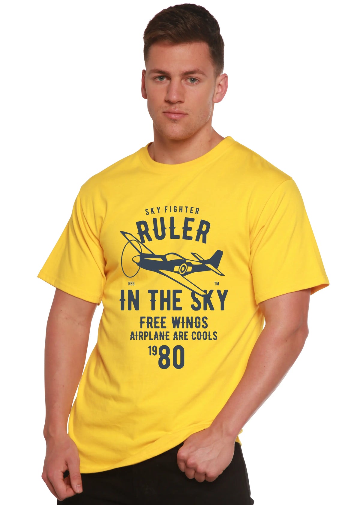 Ruler In The Sky Spun Bamboo® Men's Bamboo Viscose/Organic Cotton Short Sleeve Graphic T-Shirt Spun Bamboo