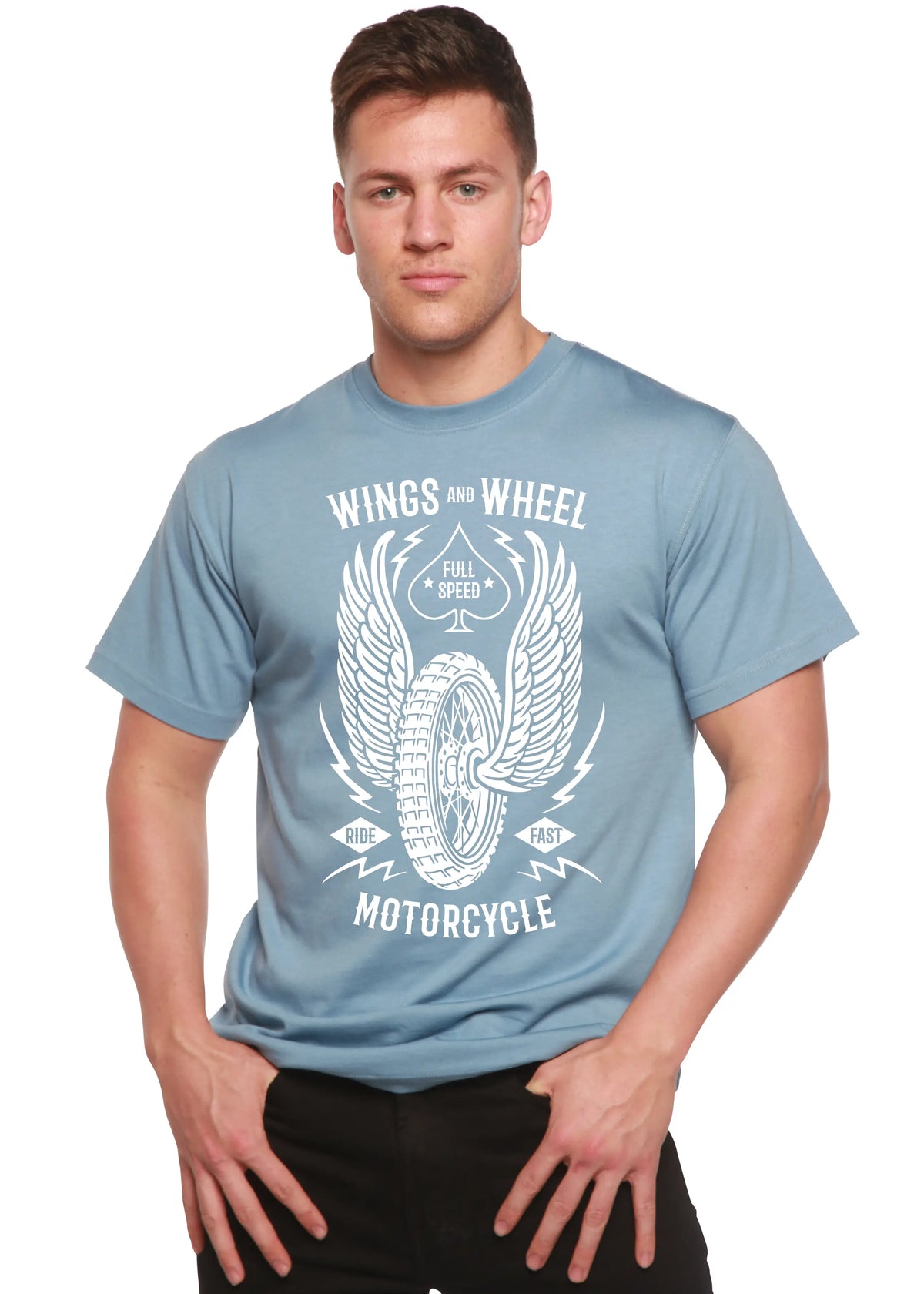 Wings And Wheel Spun Bamboo® Men's Bamboo Viscose/Organic Cotton Short Sleeve Graphic T-Shirt Spun Bamboo