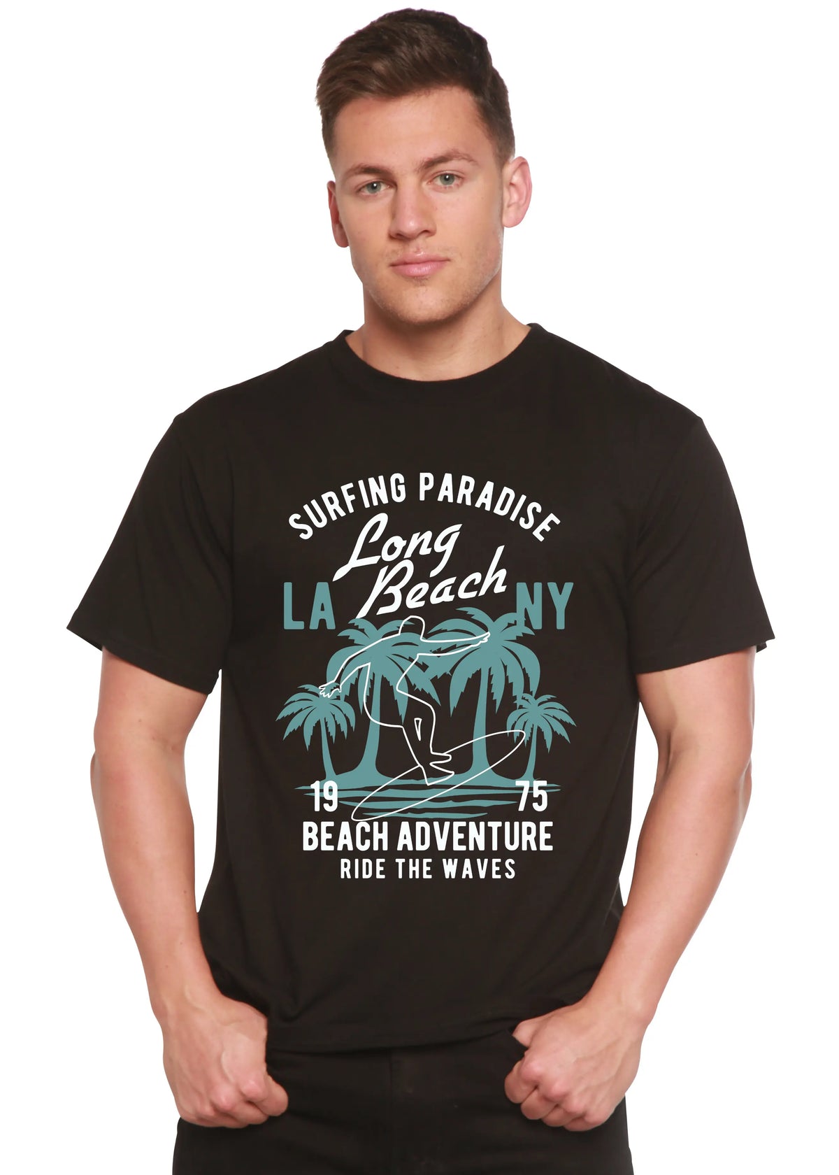 Beach Adventure Men's Bamboo Viscose/Organic Cotton Short Sleeve Graphic T-Shirt Spun Bamboo