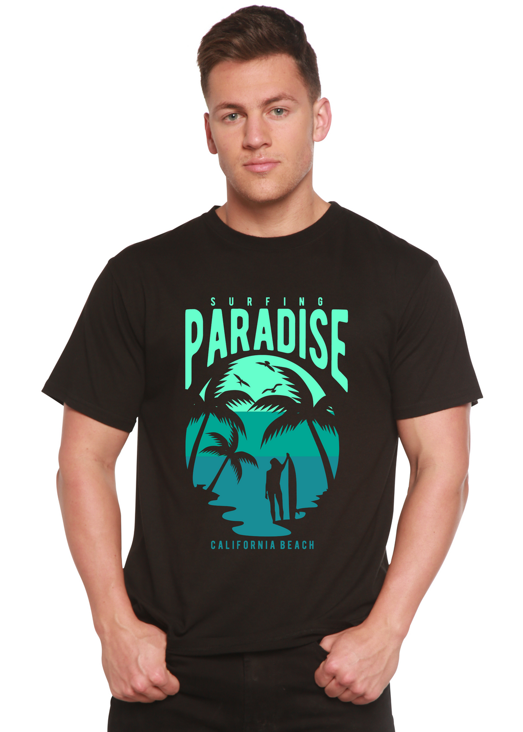 Surfing Paradise California Spun Bamboo® Men's Bamboo Viscose/Organic Cotton Short Sleeve Graphic T-Shirt Spun Bamboo