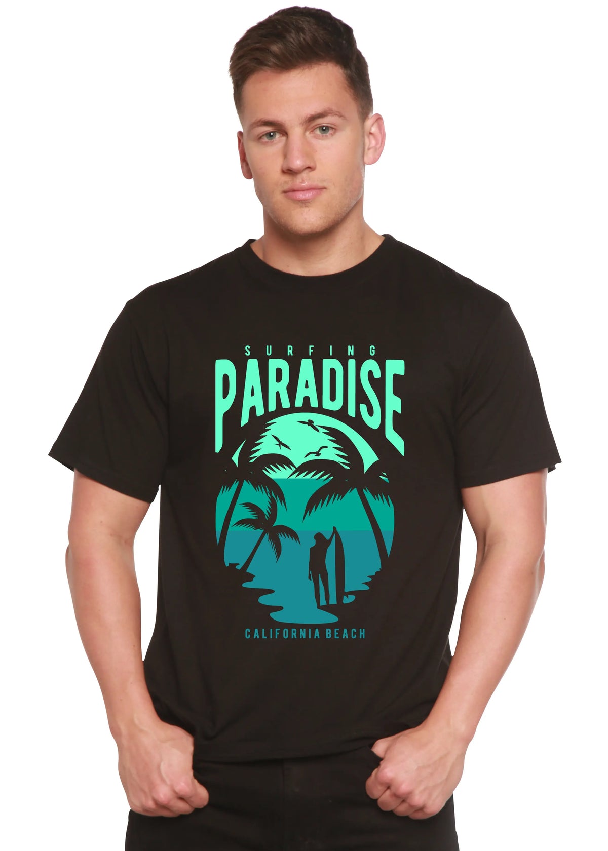 Surfing Paradise California Spun Bamboo® Men's Bamboo Viscose/Organic Cotton Short Sleeve Graphic T-Shirt Spun Bamboo