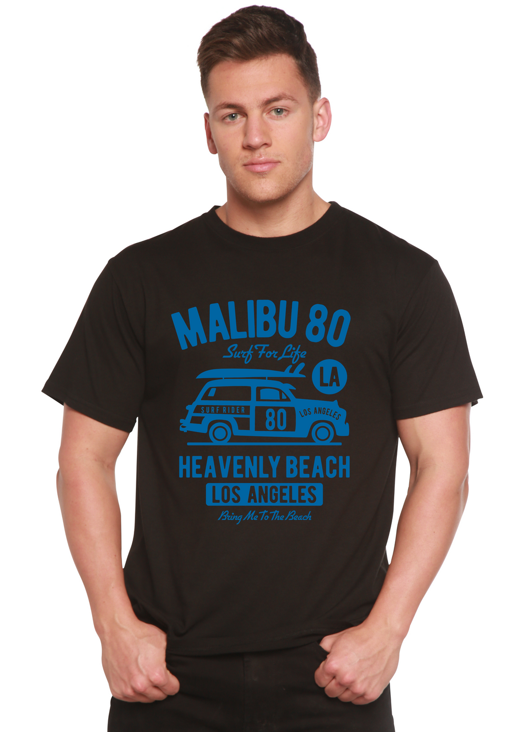 Malibu 80 Men's Bamboo Viscose/Organic Cotton Short Sleeve Graphic T-Shirt Spun Bamboo