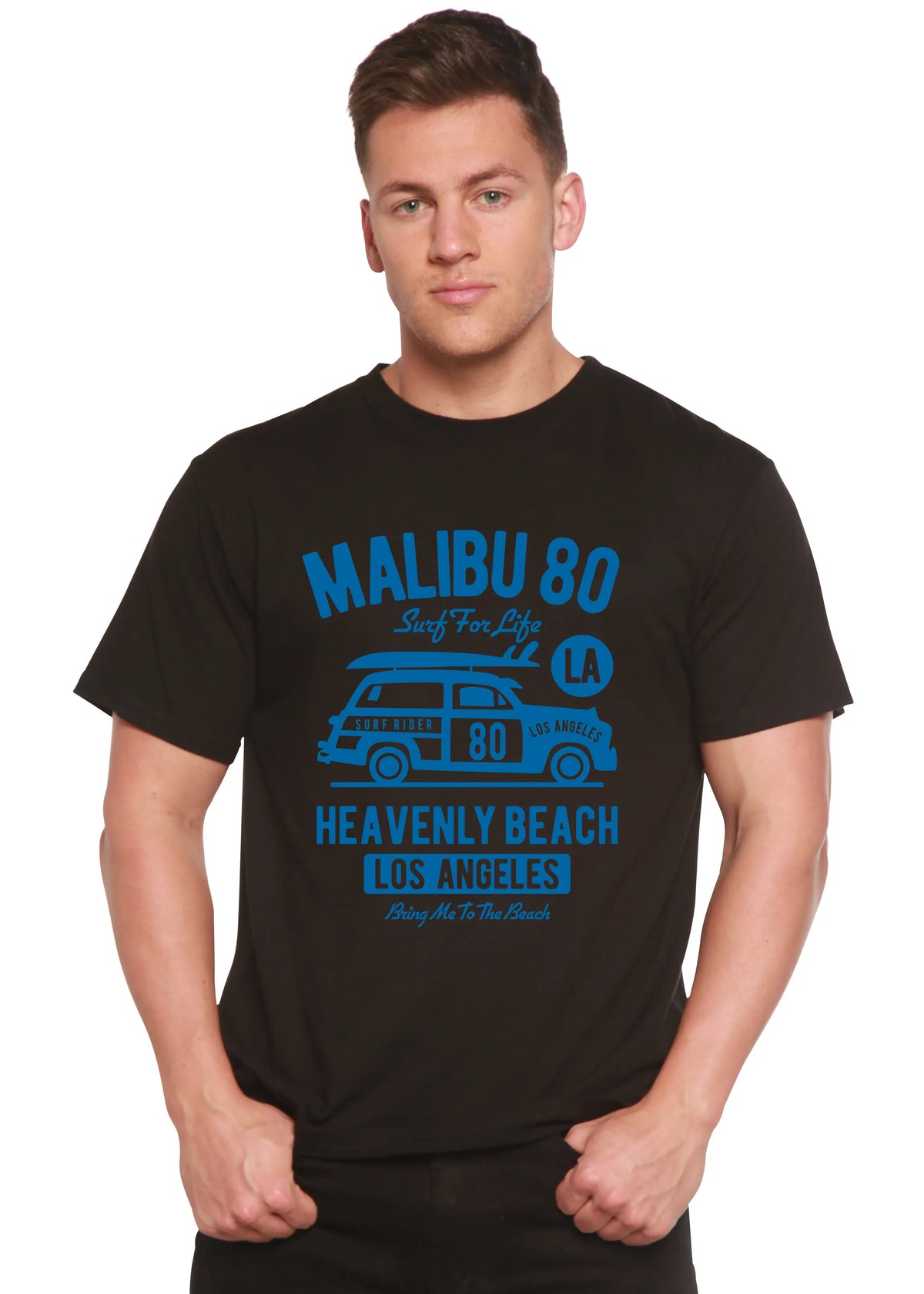 Malibu 80 Men's Bamboo Viscose/Organic Cotton Short Sleeve Graphic T-Shirt Spun Bamboo