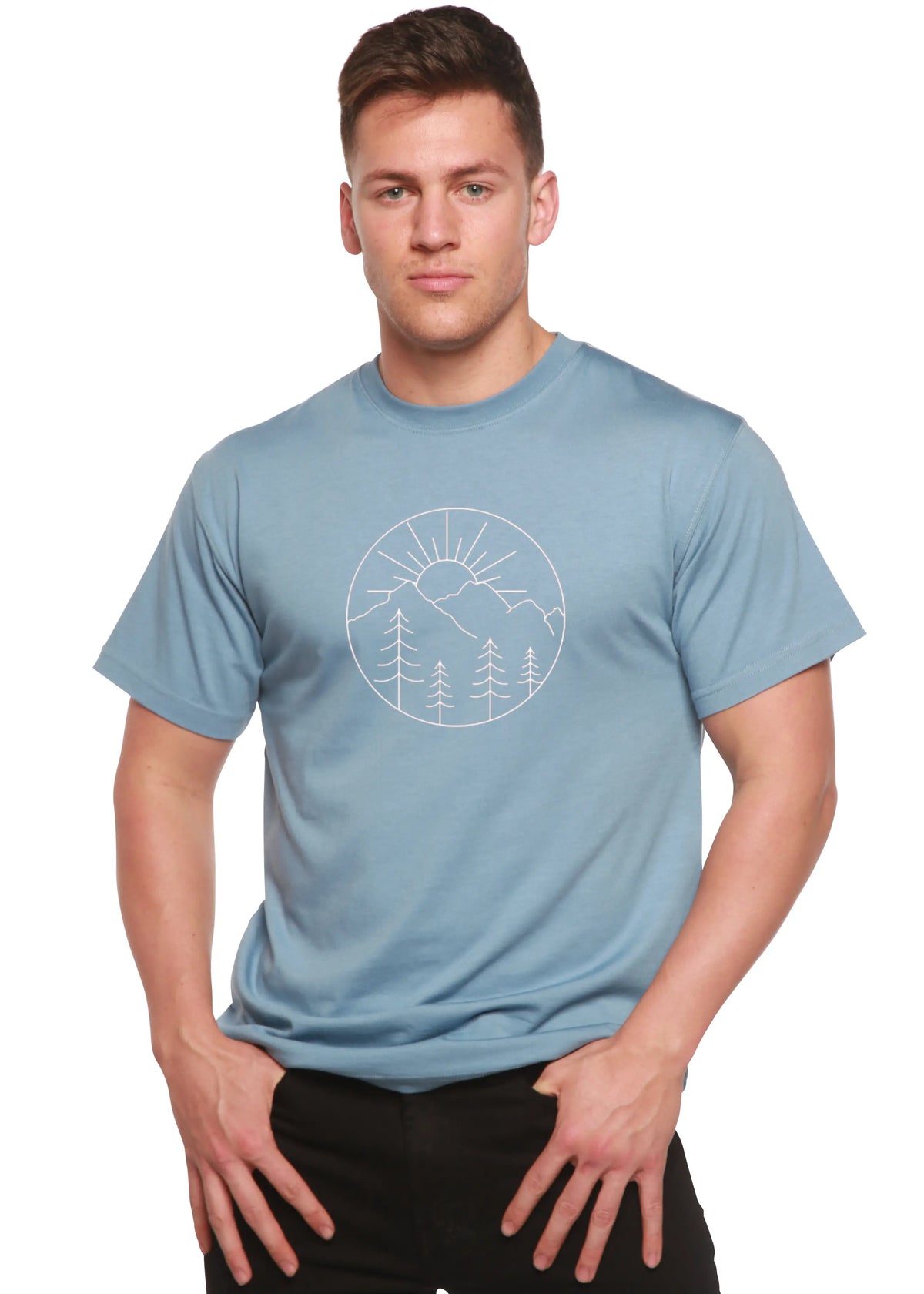 Nature Lover Hike Men's Bamboo Viscose/Organic Cotton Short Sleeve Graphic T-Shirt Spun Bamboo