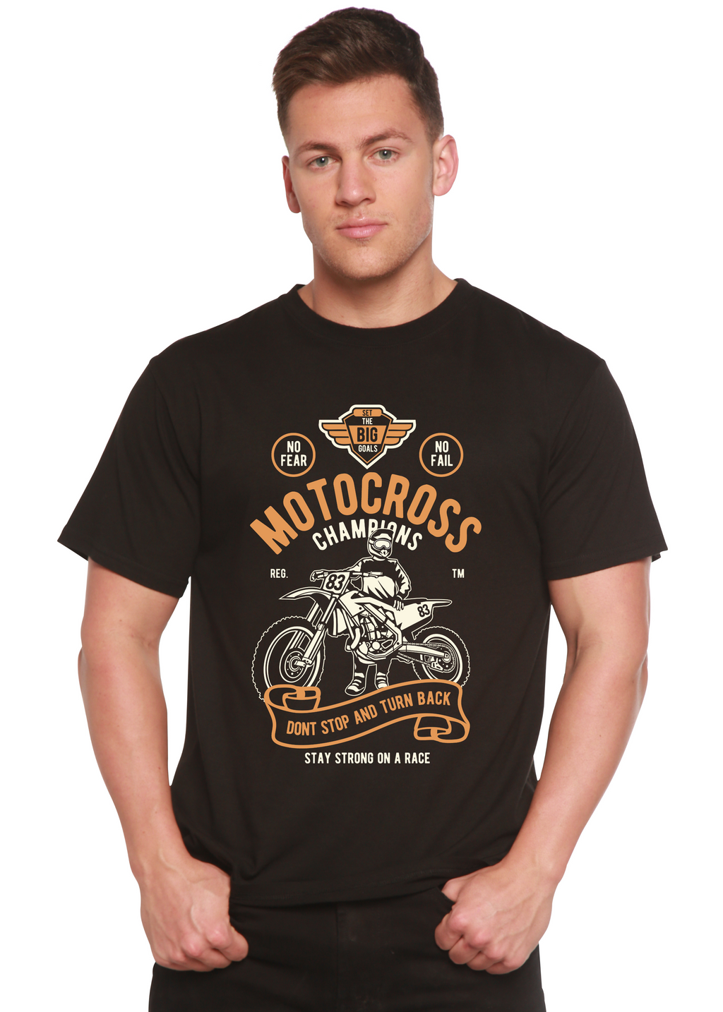 Motocross Champions Men's Bamboo Viscose/Organic Cotton Short Sleeve Graphic T-Shirt Spun Bamboo