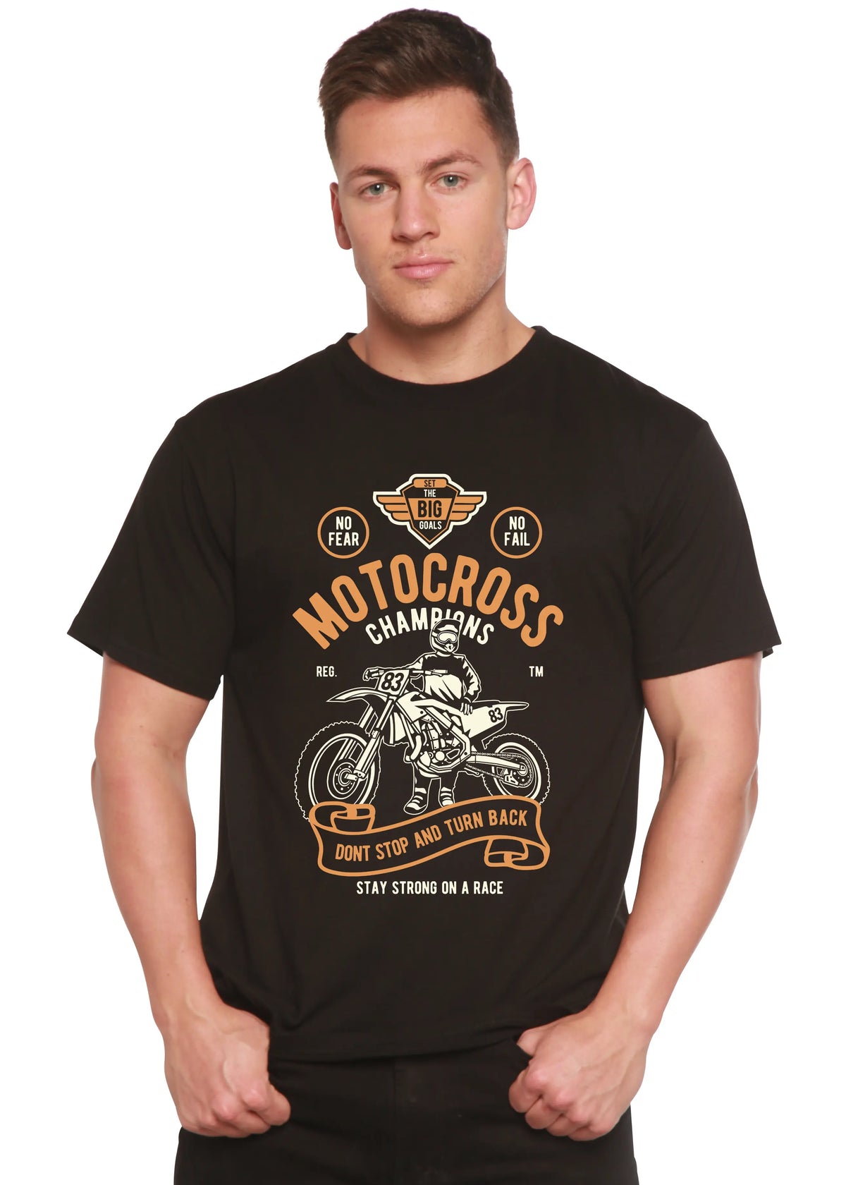 Motocross Champions Men's Bamboo Viscose/Organic Cotton Short Sleeve Graphic T-Shirt Spun Bamboo
