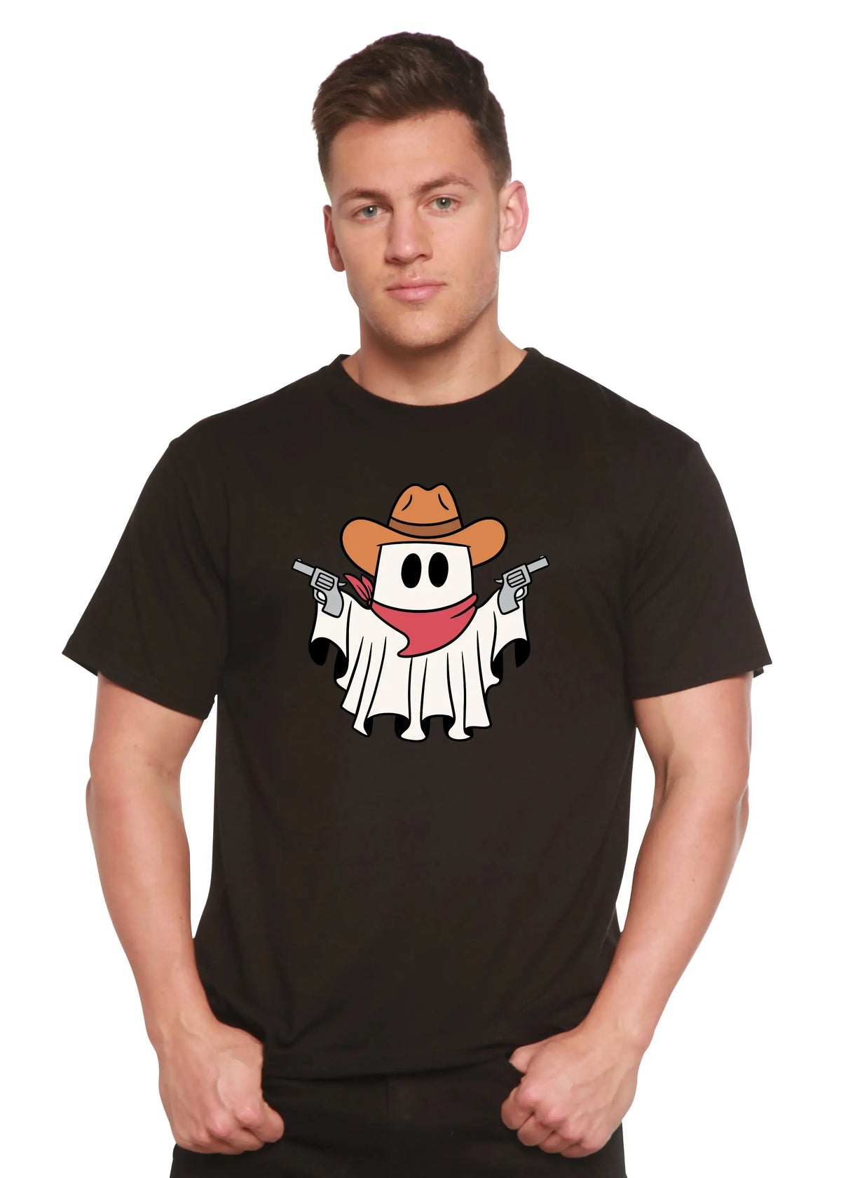 Cowboy Ghost Unisex Bamboo Viscose/Organic Cotton Short Sleeve Graphic T-Shirt Spun Bamboo
